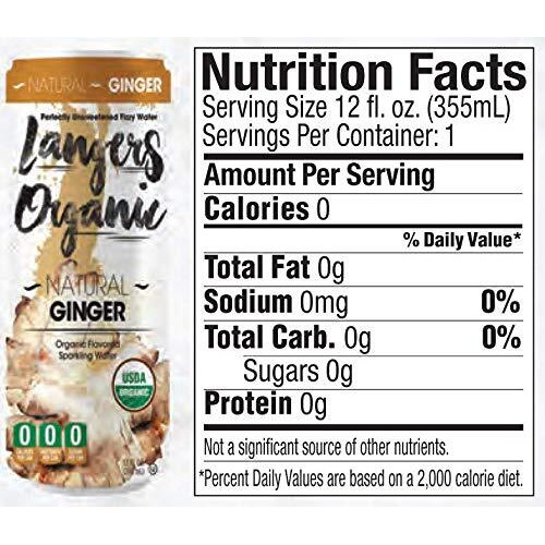 Langers Organic Flavored Sparkling Water, Ginger, 12 Ounce (Pack Of 8)