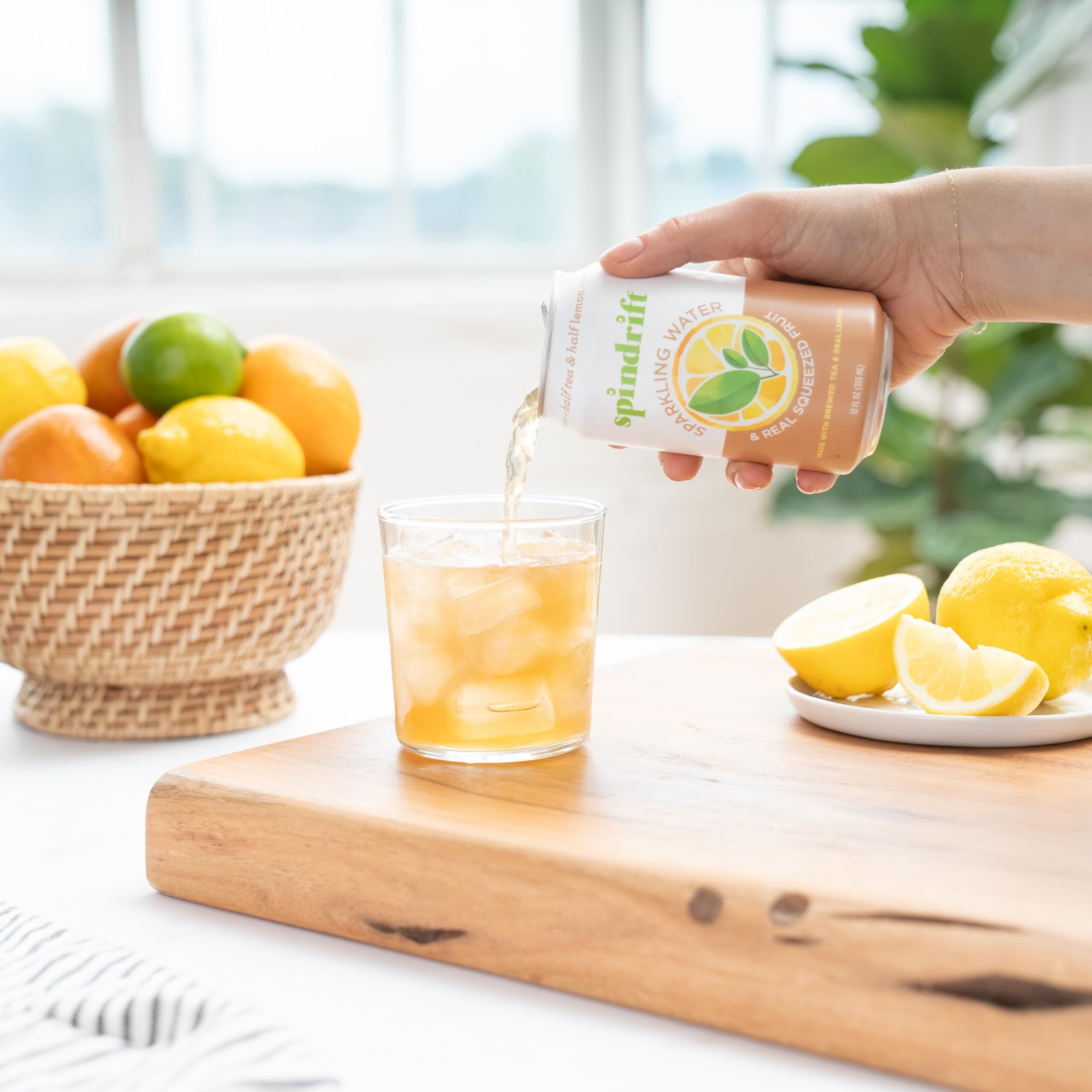 Spindrift Sparkling Water, Half Tea & Half Lemon Flavored, Made With Real Squeezed Fruit, 12 Fl Oz Cans, Pack Of 24 (Only 5 Calories Per Can)