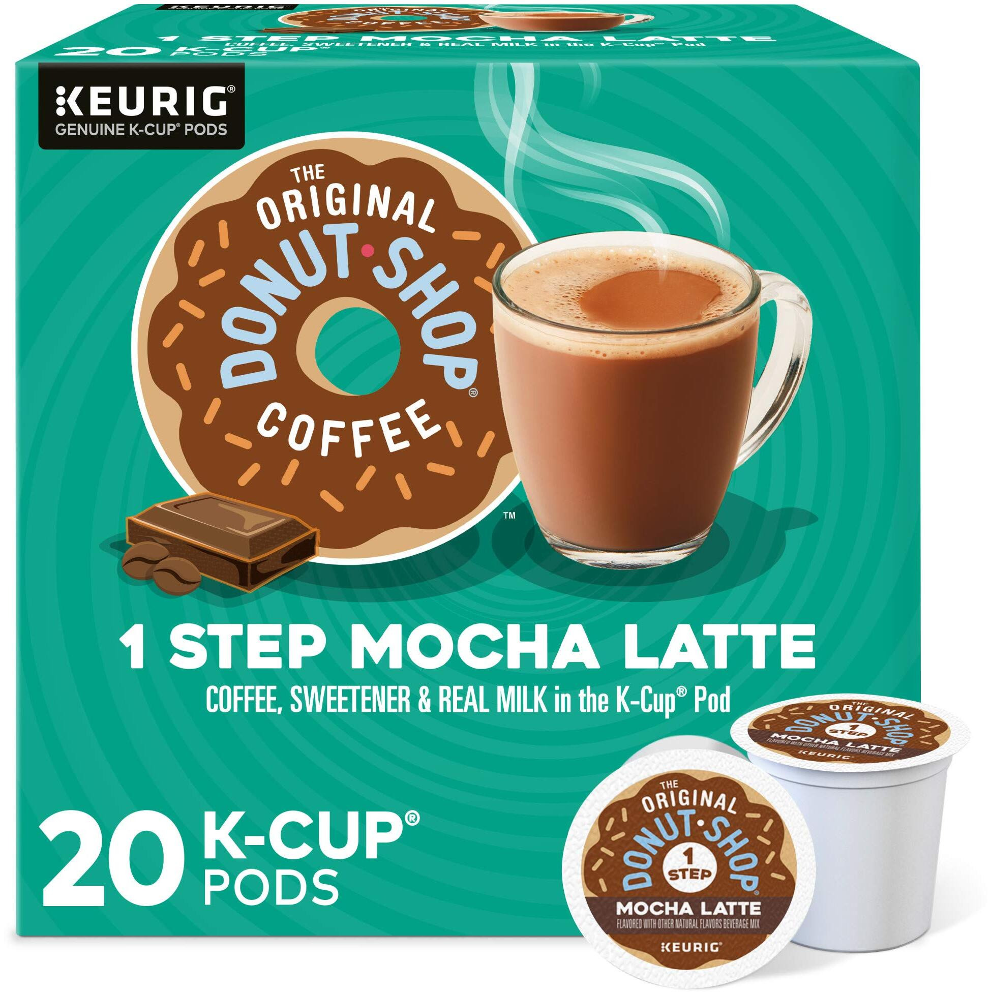 The Original Donut Shop Mocha Latte, Single-Serve Keurig K-Cup Pods, Flavored Coffee Pods, 20 Count