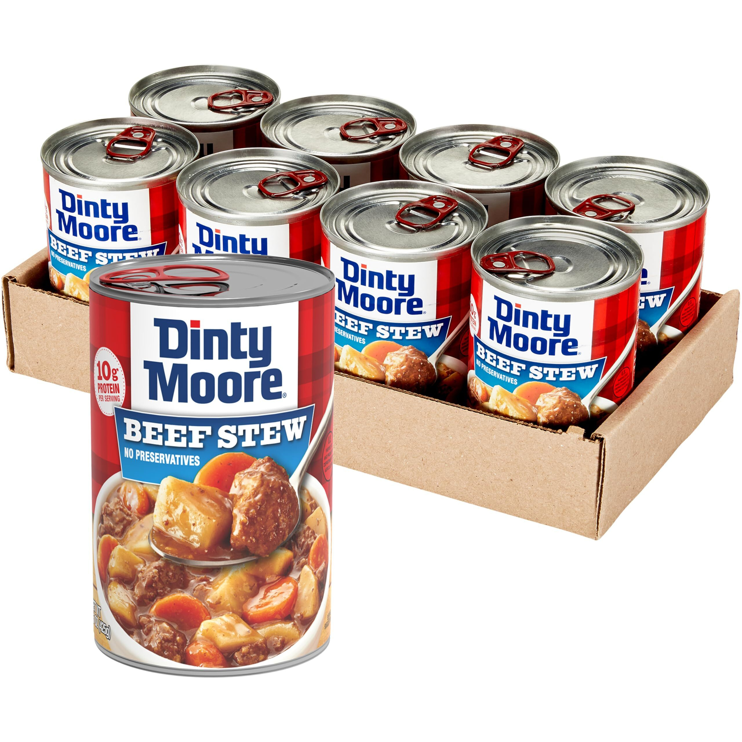 Dinty Moore Beef Stew, 15 Oz (8 Pack), Fully Cooked & Ready-To-Eat With Fresh Potatoes & Carrots, Gluten-Free, 10G Protein, No Preservatives, Perfect For Noodles, Biscuits & Hot Pies
