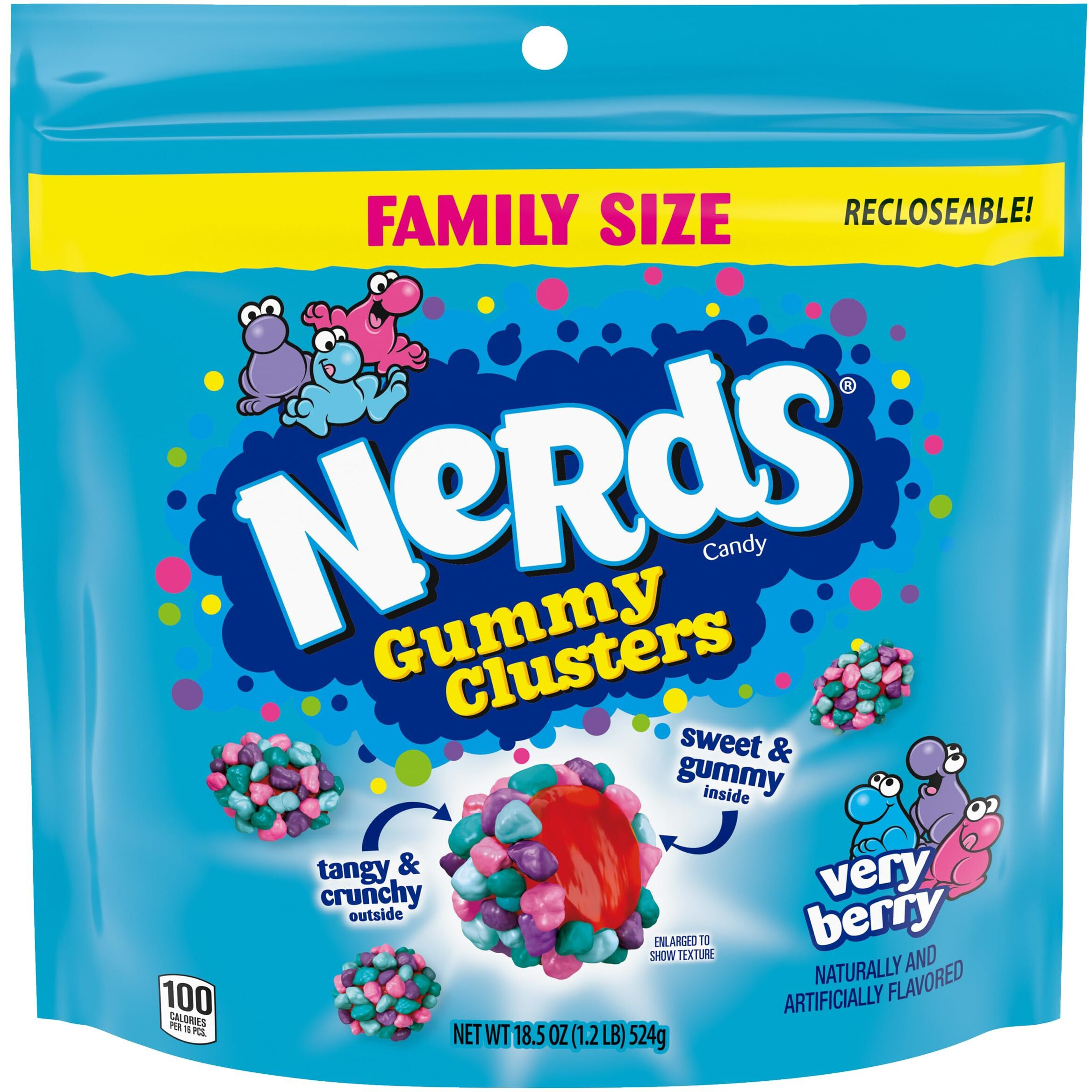 Nerds Gummy Clusters Candy, Very Berry, Resealable 18.5 Ounce Big Bag