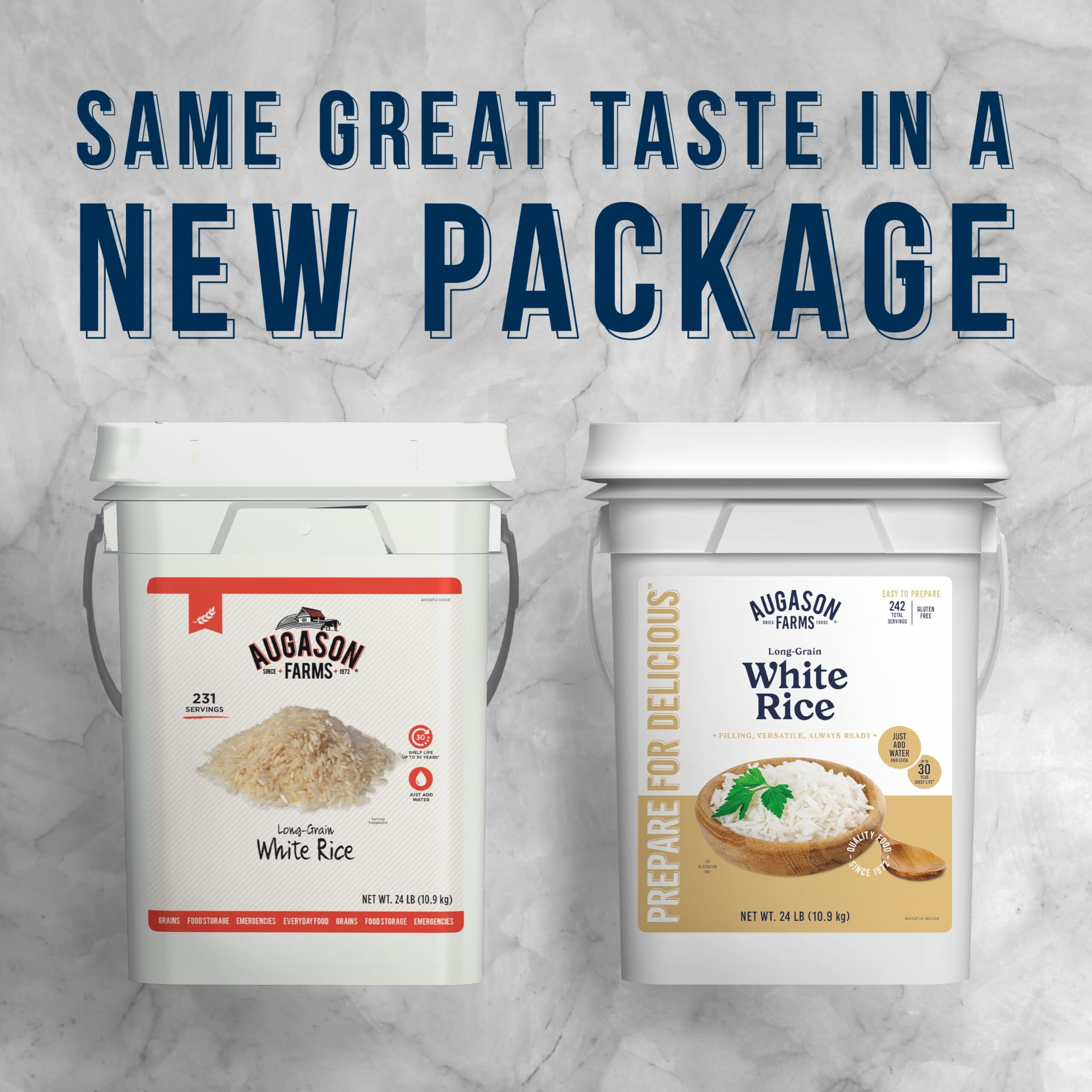 Augason Farms Long Grain White Rice Emergency Food Storage 24 Pound Pail