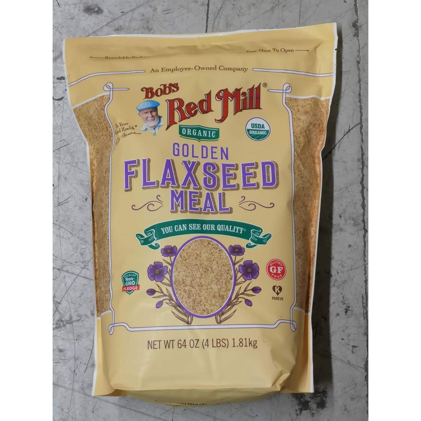 64Oz Organic Whole Ground Golden Flaxseed Meal Bob's Red Mill (4 Pounds Total)