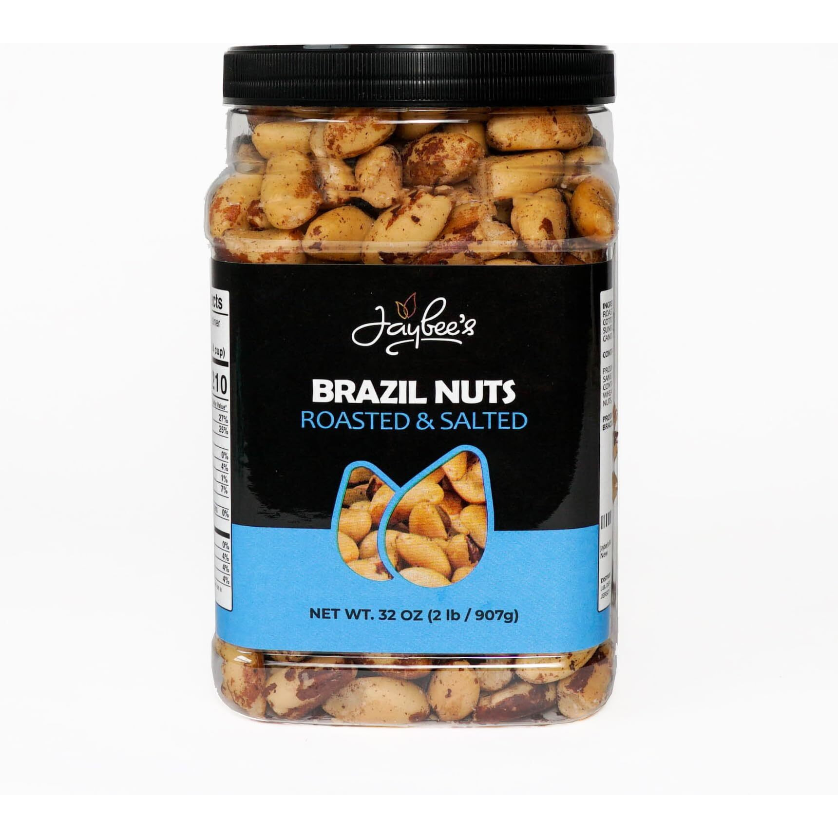 Jaybee's Roasted Salted Brazil Nuts - (32 Oz) Great For Daily Use, Baking, Cooking And Gift Giving - Reusable Container - Kosher - Vegan, Paleo, Keto Friendly Healthy Snack
