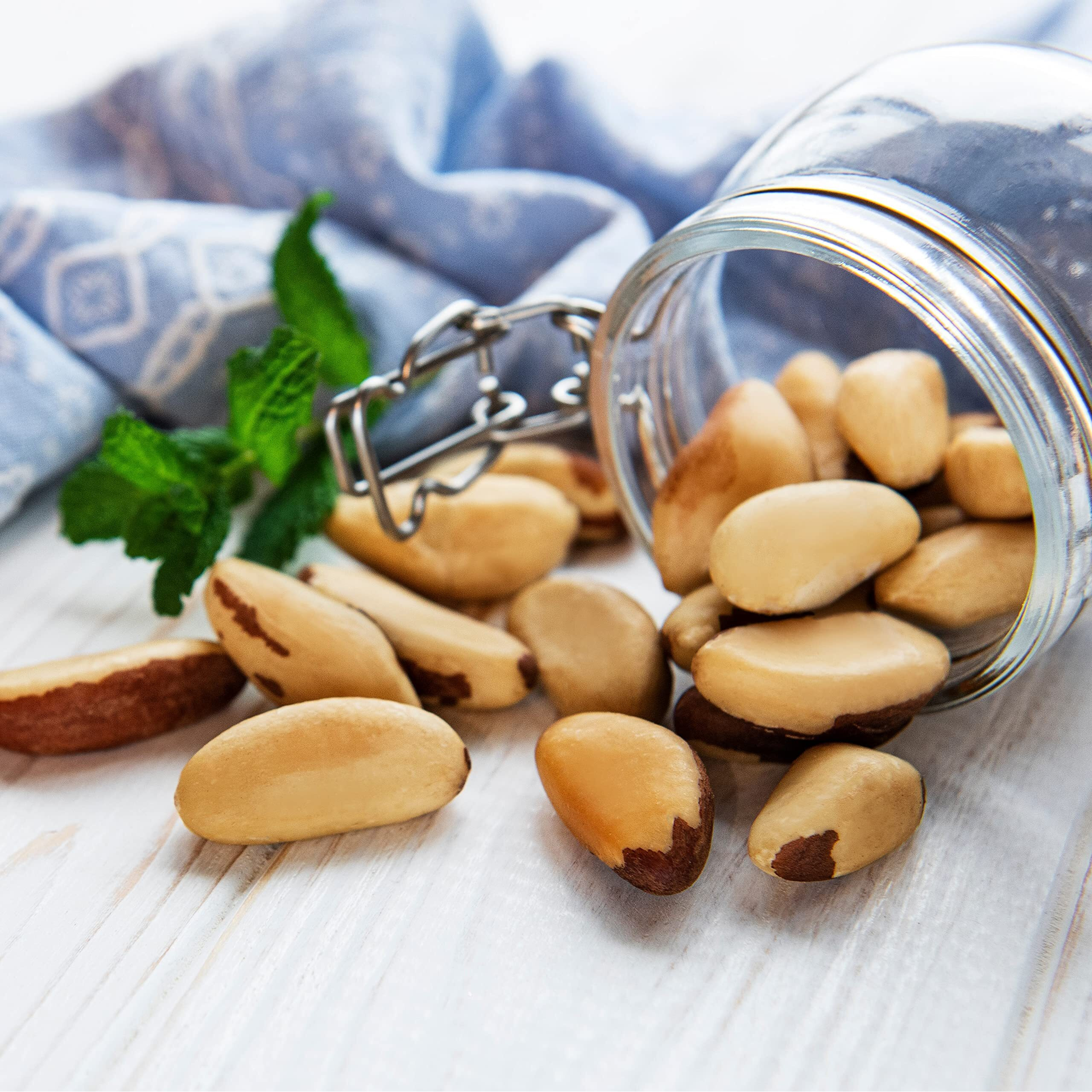 Jaybee's Roasted Salted Brazil Nuts - (32 Oz) Great For Daily Use, Baking, Cooking And Gift Giving - Reusable Container - Kosher - Vegan, Paleo, Keto Friendly Healthy Snack