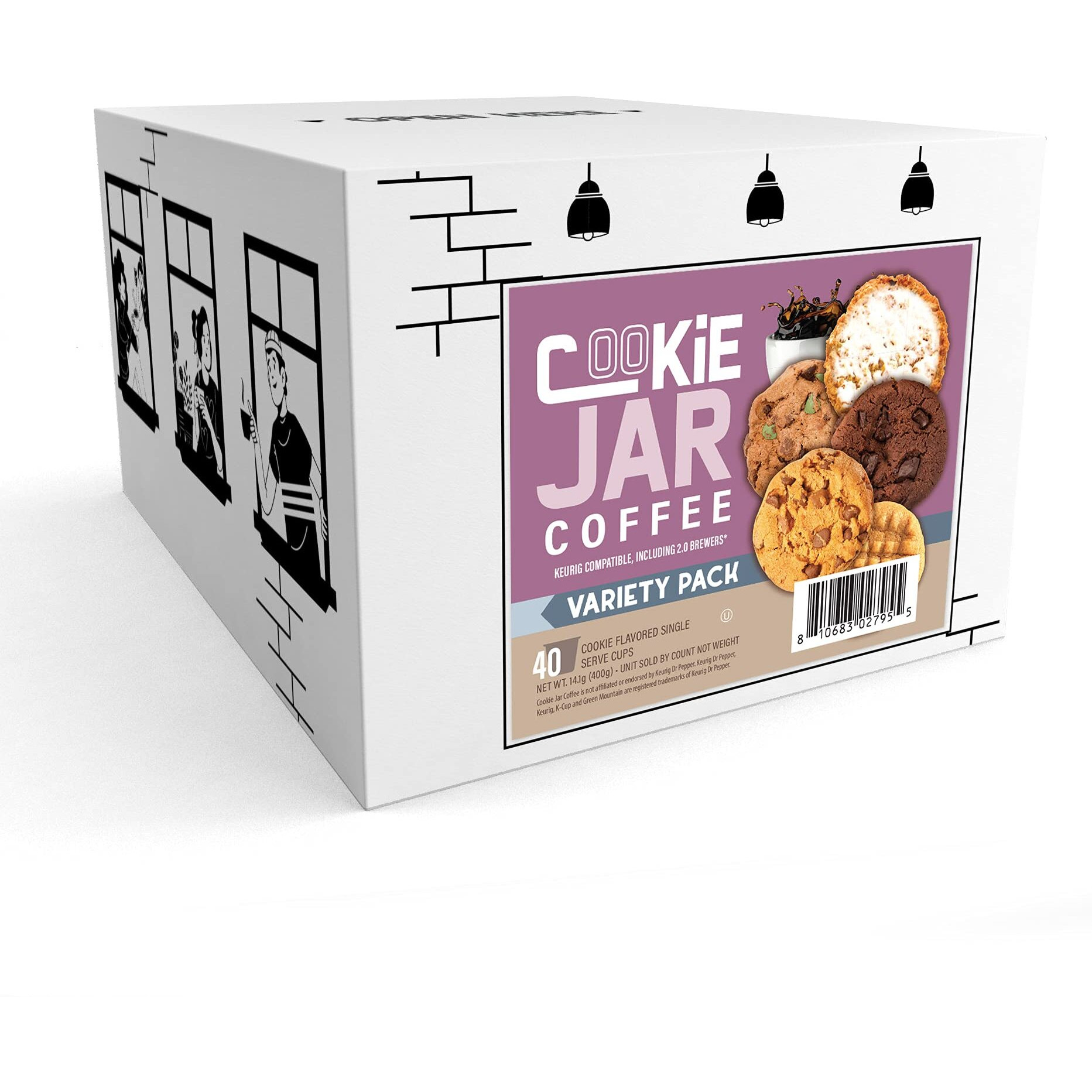 Cookie Jar Assorted Flavored Coffee Pods For Keurig K Cup Brewers, 40 Count Variety Pack - Flavored Coffee Sampler With Multiple Delicious Options