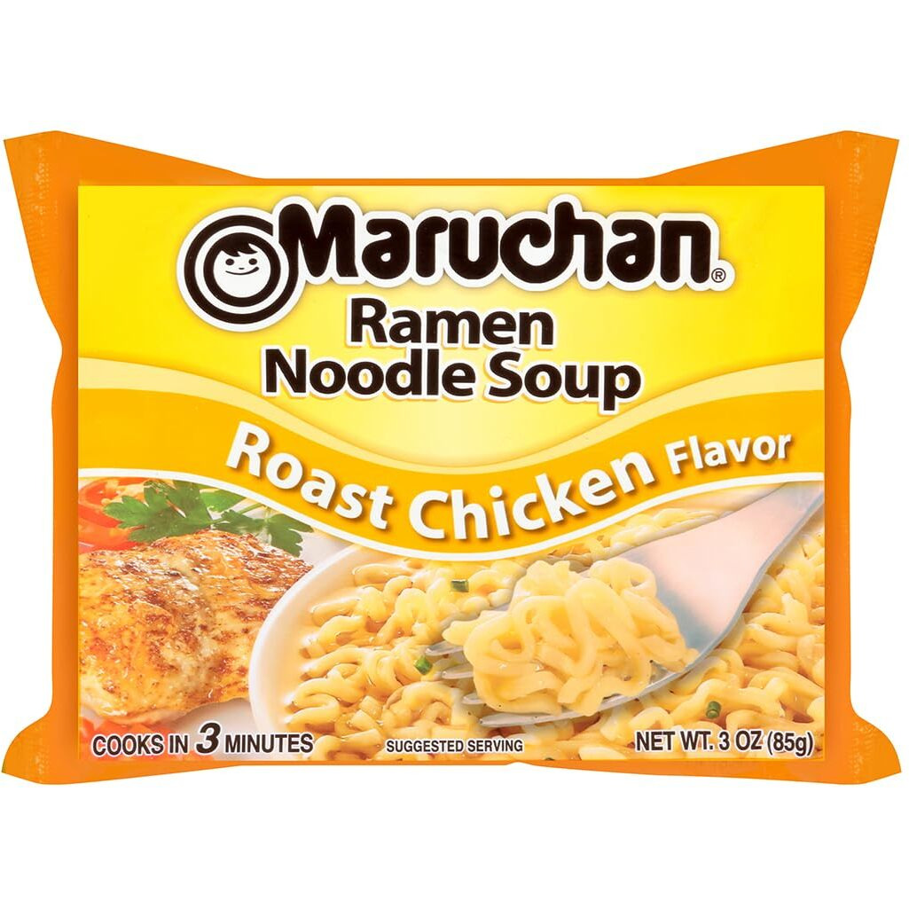 Maruchan Ramen Roast Chicken, Instant Ramen Noodles, Ready To Eat Meals, 3 Oz, 24 Count