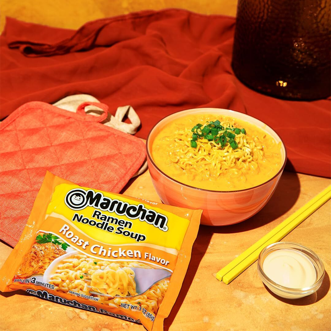 Maruchan Ramen Roast Chicken, Instant Ramen Noodles, Ready To Eat Meals, 3 Oz, 24 Count