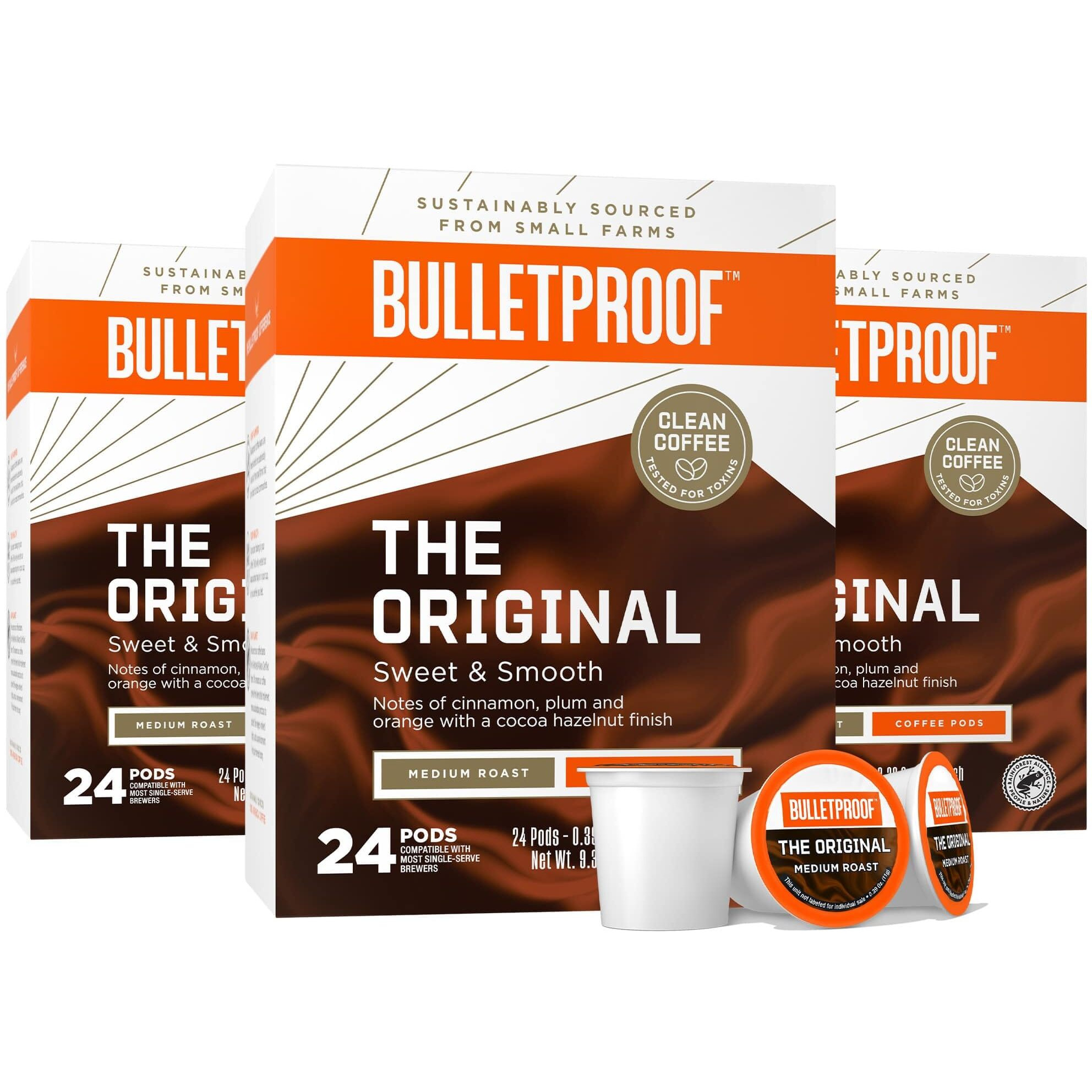 Bulletproof Original Medium Roast Single-Serve Pods, 72 Count, 100% Arabica Coffee Tested For Toxins, Sourced From Central And South America