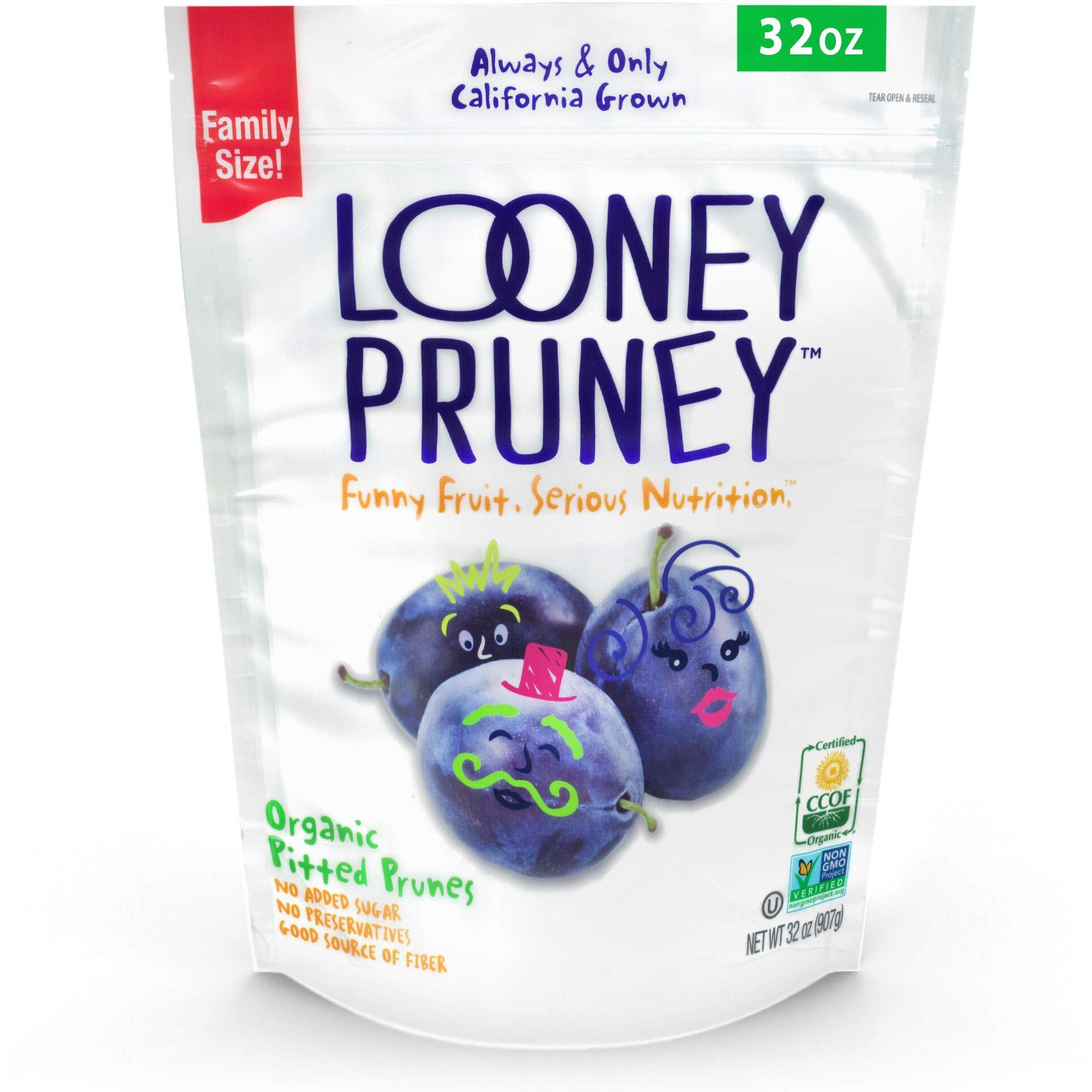 Looney Pruney Organic Pitted Dried Prunes For The Entire Family | Always California-Grown | Kosher | No Added Sugar & No Preservatives (32 Oz)