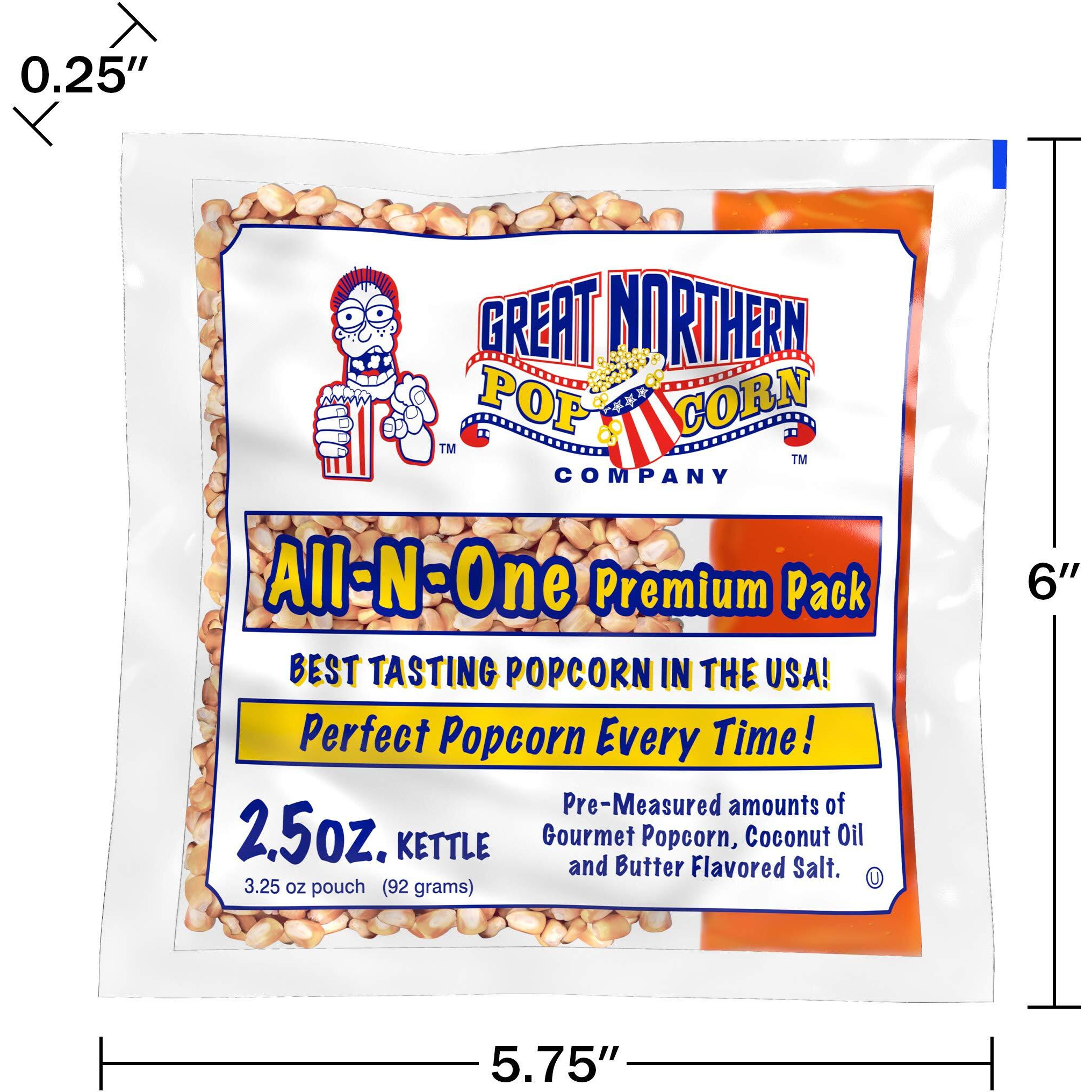 2.5Oz Popcorn Machine Popcorn Packets - All-In-One Movie Theater Style Popcorn Kernels, Salt, And Oil Packs By Great Northern Popcorn (24 Case)