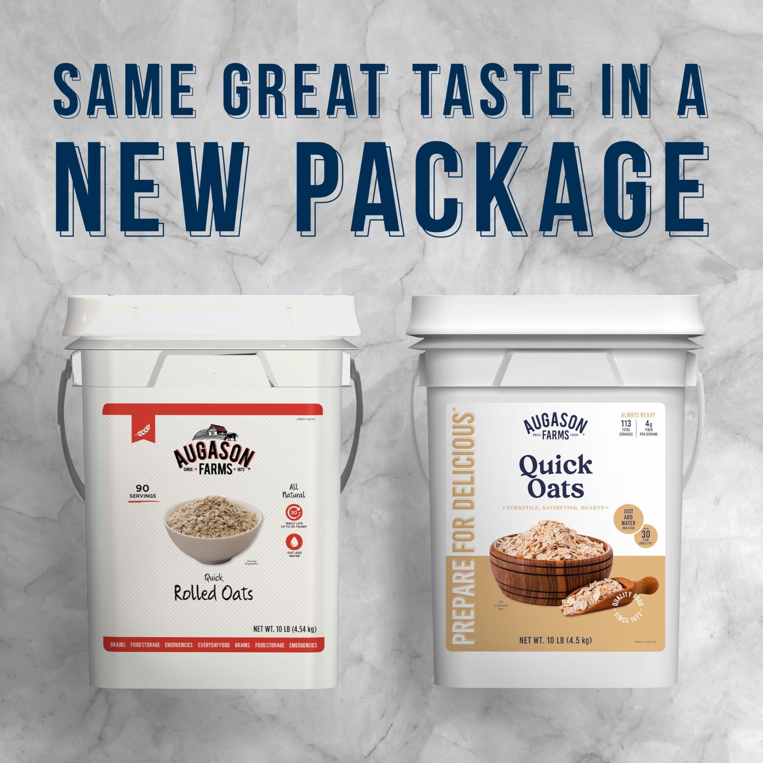 Augason Farms Quick Rolled Oats 4-Gallon Pail, Emergency Food Supply, Everyday Meals, 113 Servings