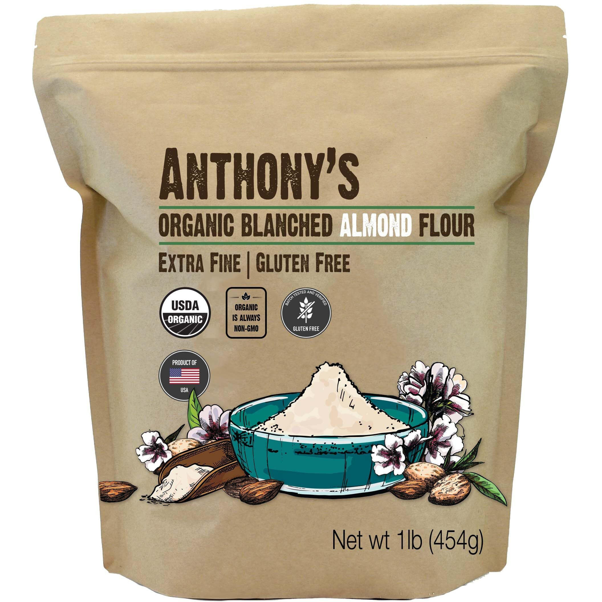 Anthony's Organic Almond Flour, 1 Lb, Blanched, Gluten Free, Non Gmo, Keto Friendly, Extra Fine, Low Carb