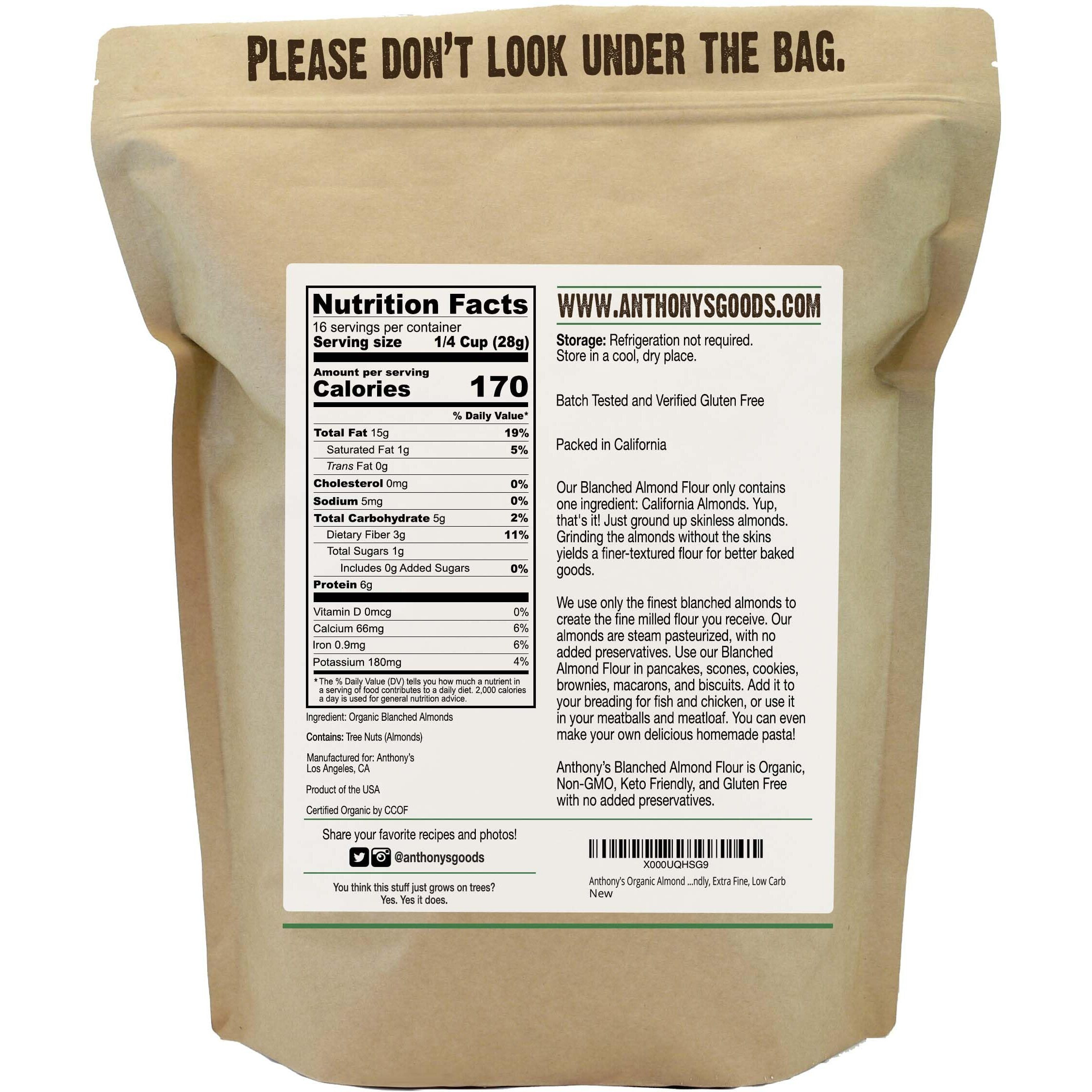 Anthony's Organic Almond Flour, 1 Lb, Blanched, Gluten Free, Non Gmo, Keto Friendly, Extra Fine, Low Carb