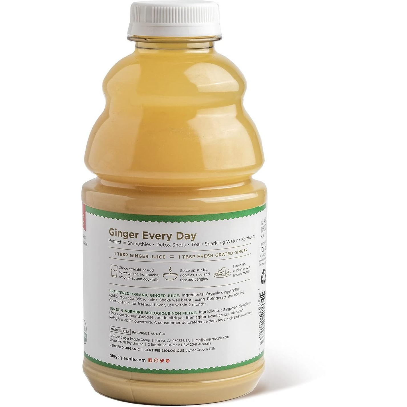 Organic Ginger Juice, 99% Pure Ginger Juice By The Ginger People - Original Flavor, Premium Quality Organic Ginger Juice, 32 Fl Oz Bottles - Pack Of 12