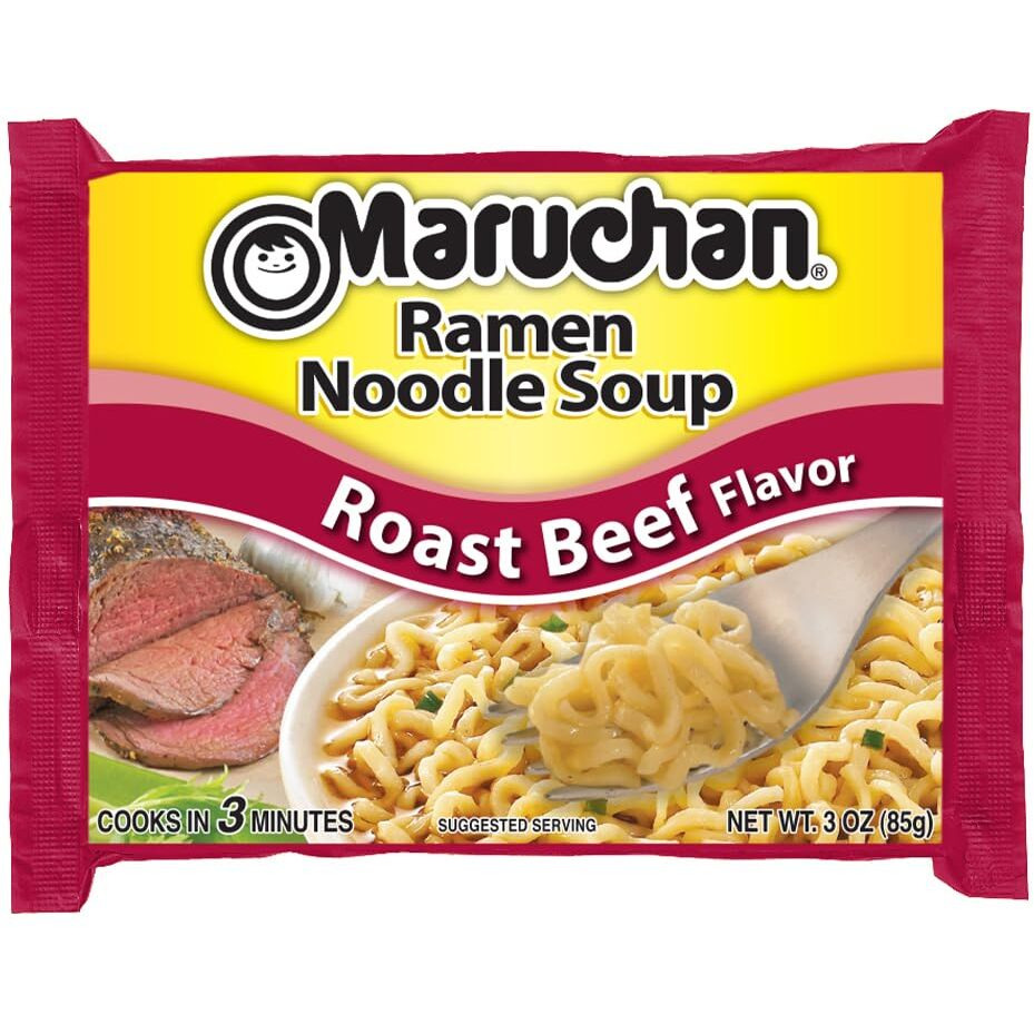 Maruchan Ramen Roast Beef, Instant Ramen Noodles, Ready To Eat Meals, 3 Oz, 24 Count