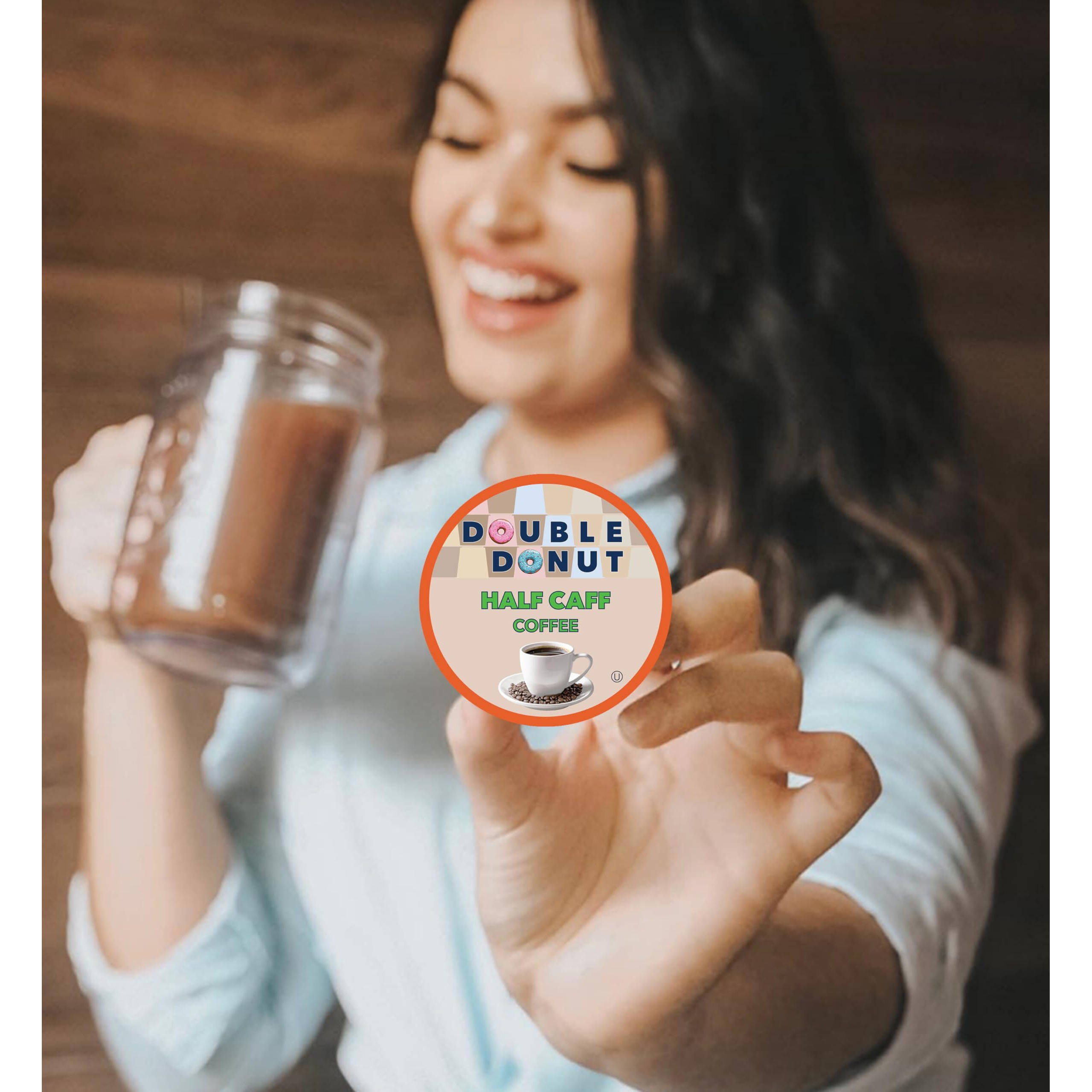Double Donut Half Caff Coffee Pods, Single Serve Half Caffeine Coffee Pods For Keurig K Cup Brewers, Medium Roast, 80 Count