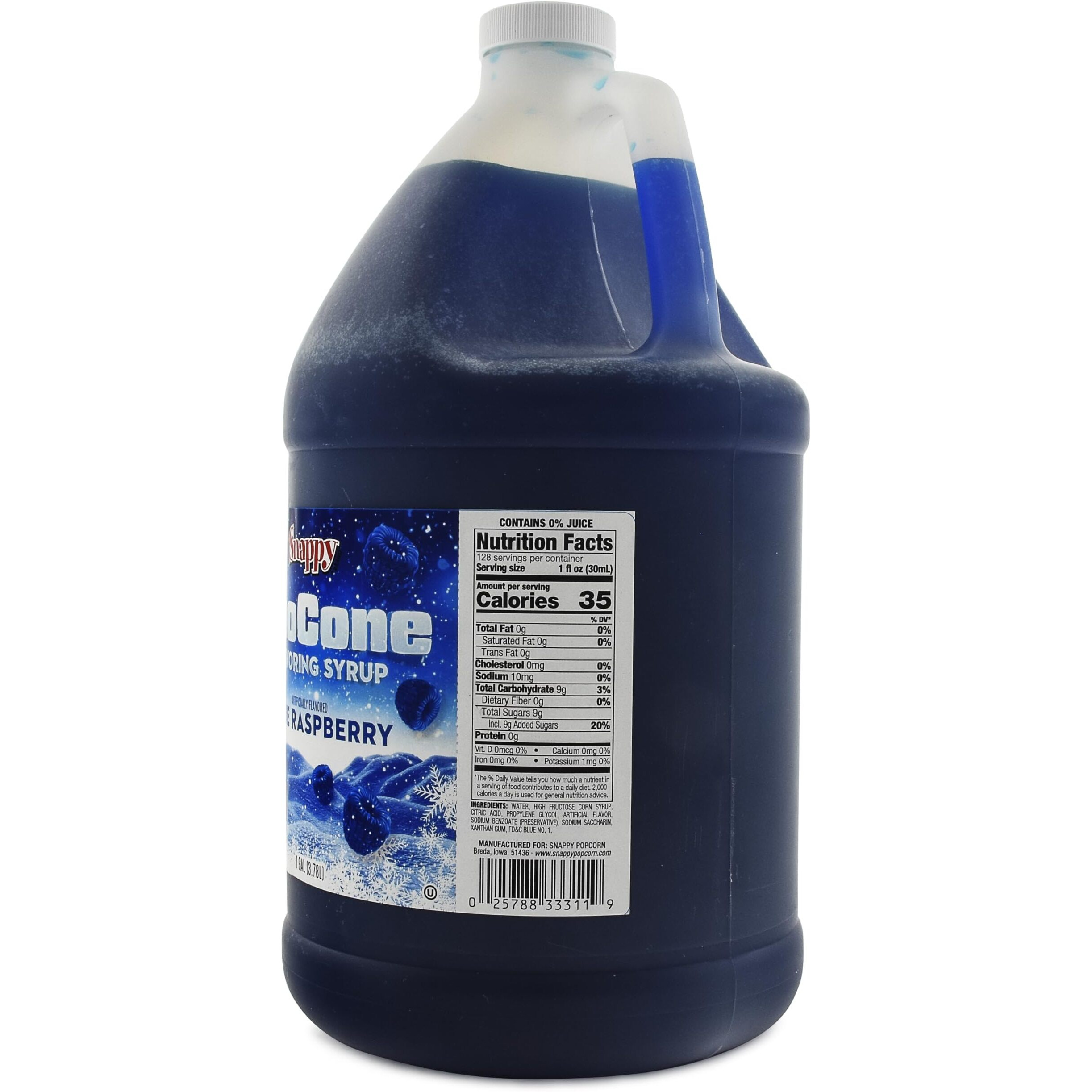 Snappy Blue Raspberry Sno Cone Syrup, 1 Gallon128 Ounce