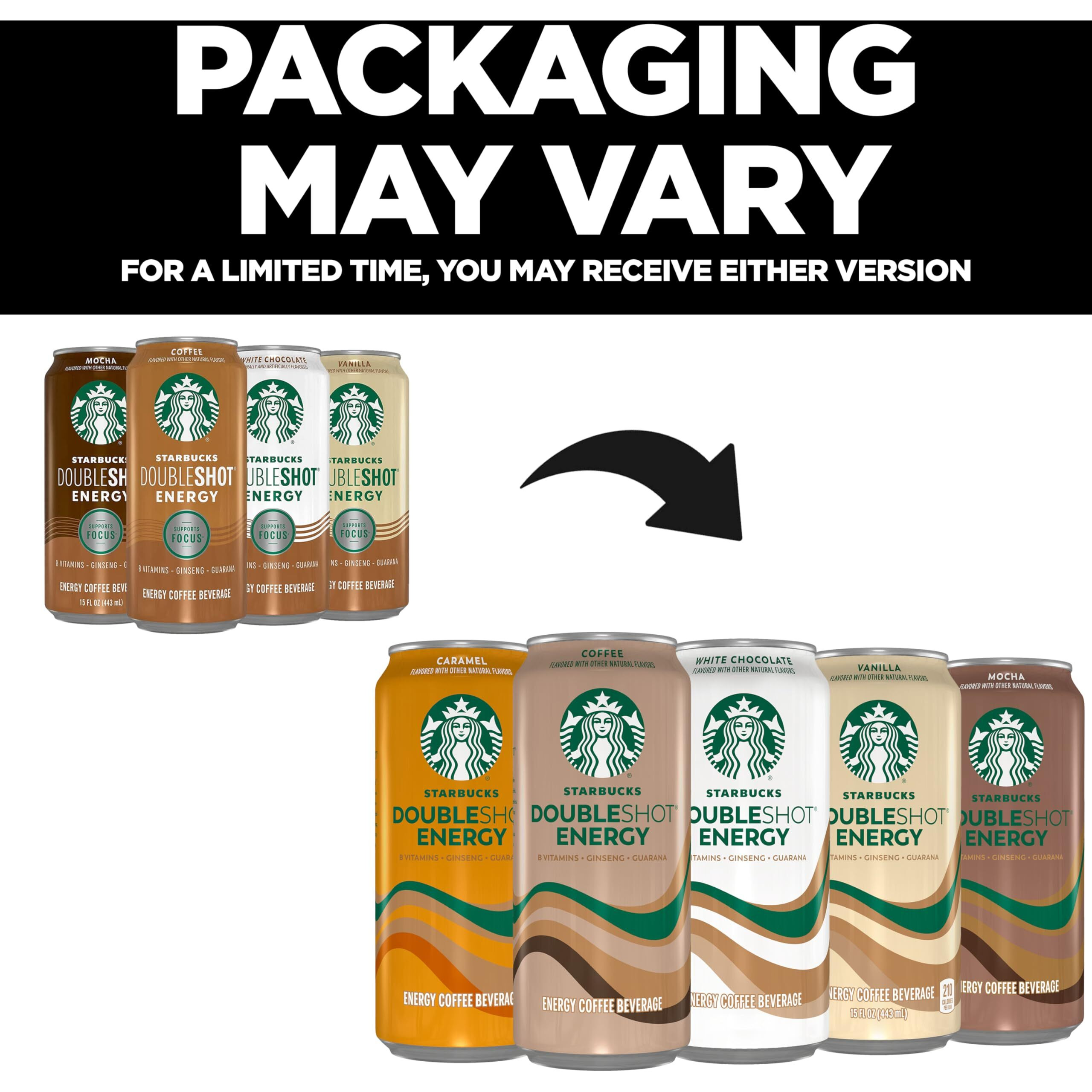 Starbucks Doubleshot Energy Drink Coffee Beverage, Coffee, Iced Coffee, 15 Fl Oz Cans (12 Pack) (Packaging May Vary)