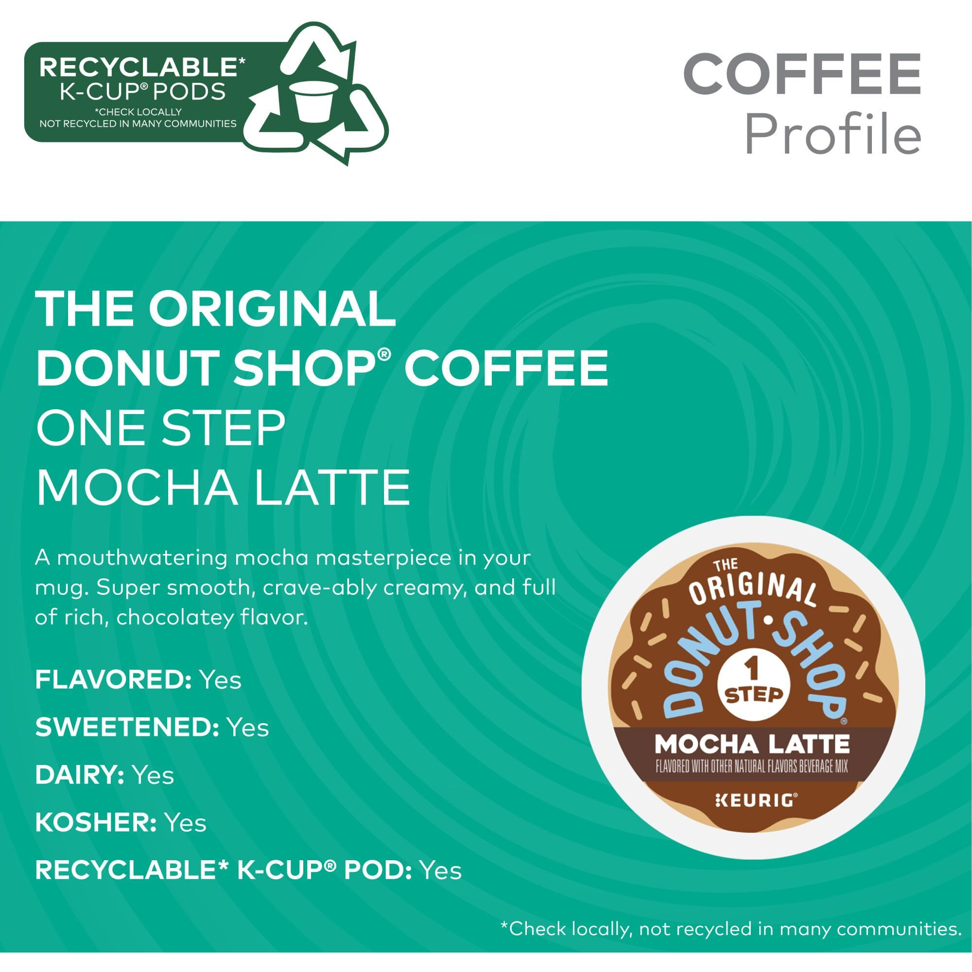 The Original Donut Shop Mocha Latte, Single Serve Coffee K-Cup Pod, Flavored Coffee, 60 Count (6 Packs Of 10)