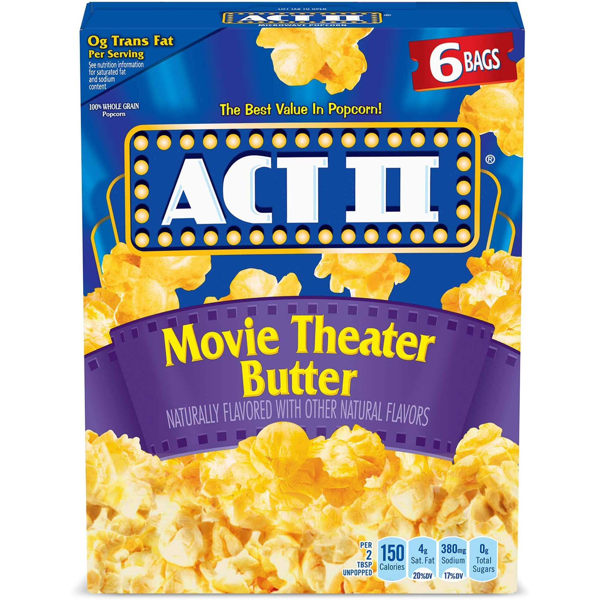 Act Ii Movie Theater Butter Microwave Popcorn Bags, 6-Count (Pack Of 6)