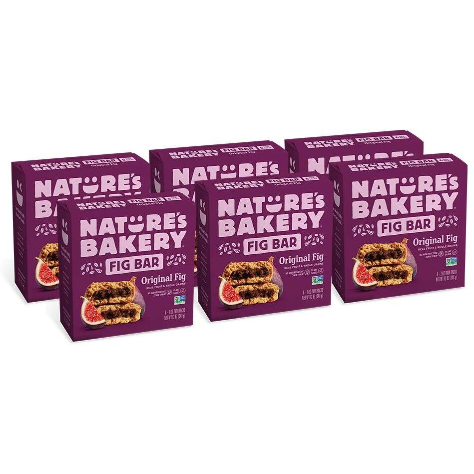 Natures Bakery Whole Wheat Fig Bars, Original Fig, Real Fruit, Vegan, Non-Gmo, Snack Bar, 6 Boxes With 6 Twin Packs (36 Twin Packs)