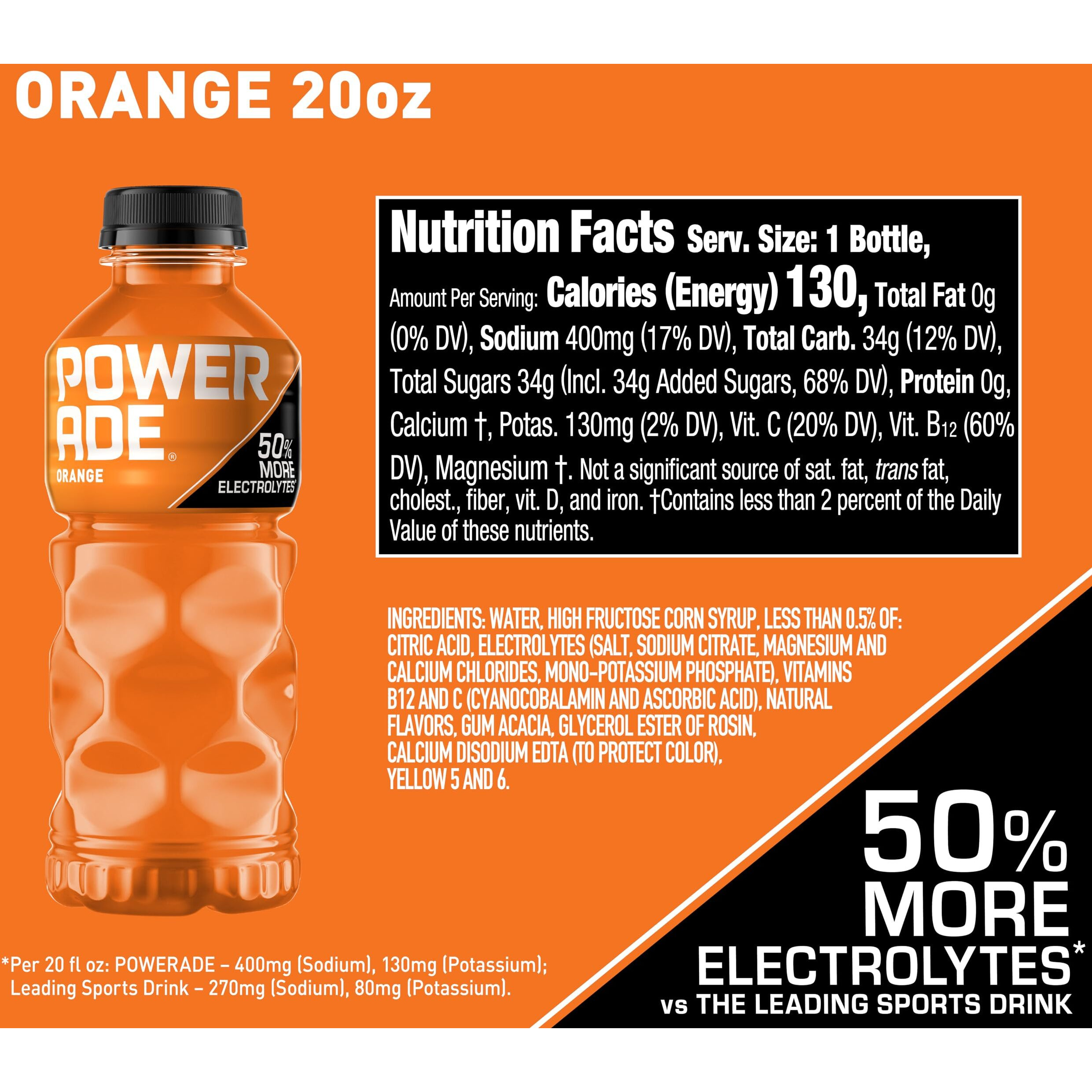 Powerade Sports Drink Orange, 20 Ounce (Pack Of 24)