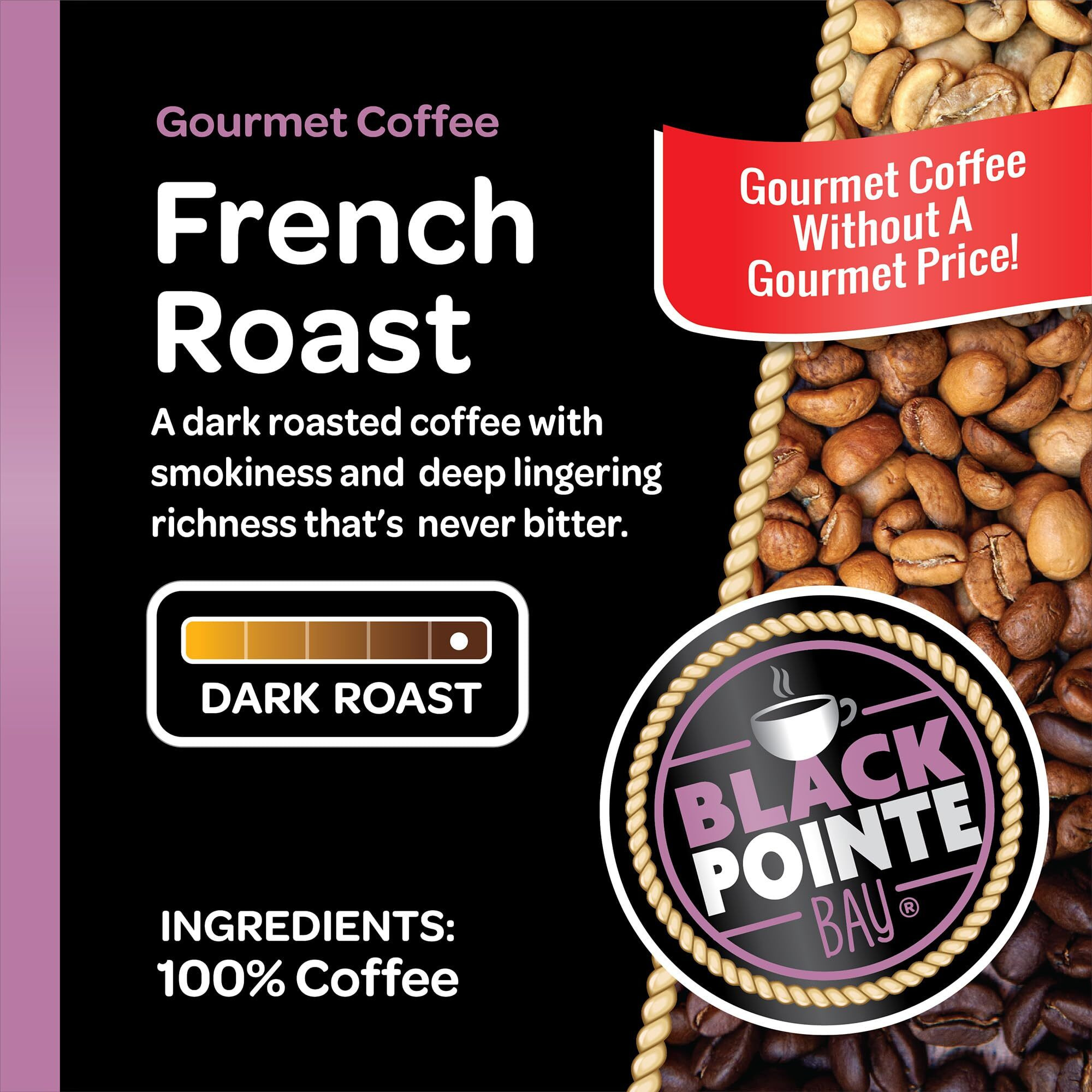 Black Pointe Bay Coffee French Roast, Dark Roast, 80 Count, Single Serve Coffee Pods For Keurig K-Cup Brewers