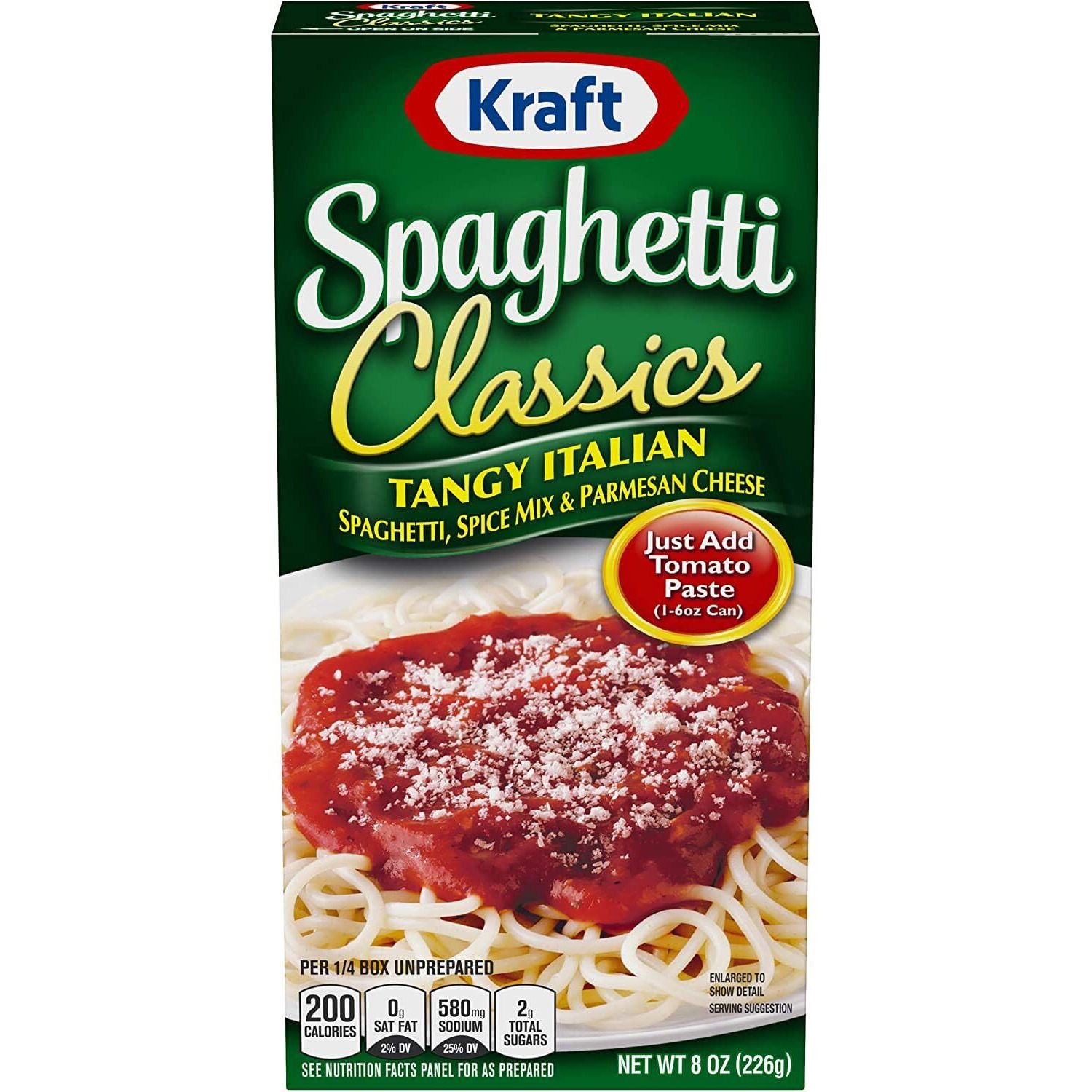 Kraft Spaghetti Classics Tangy Italian Spaghetti (Spices, & Parmesan Cheese Meal Mix, 12 Ct Pack, 8 Oz Boxes)