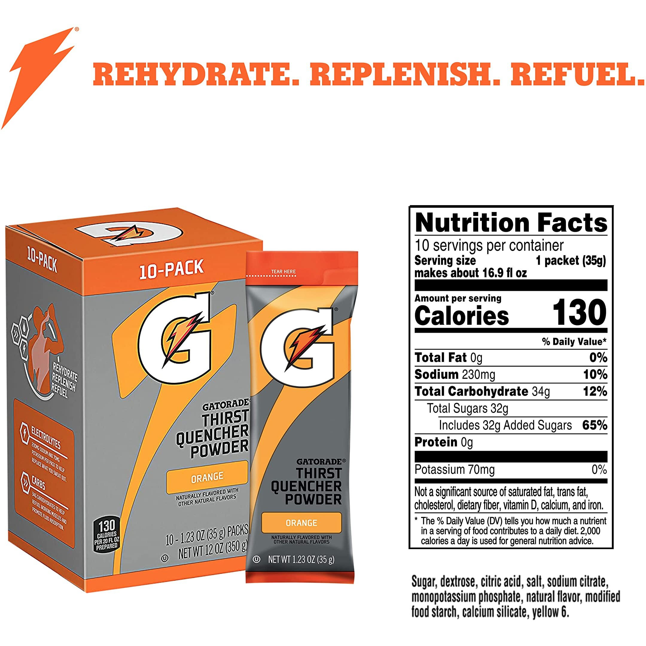 Gatorade Thirst Quencher Powder, Orange, 1.23Oz Packets, (80 Pack)