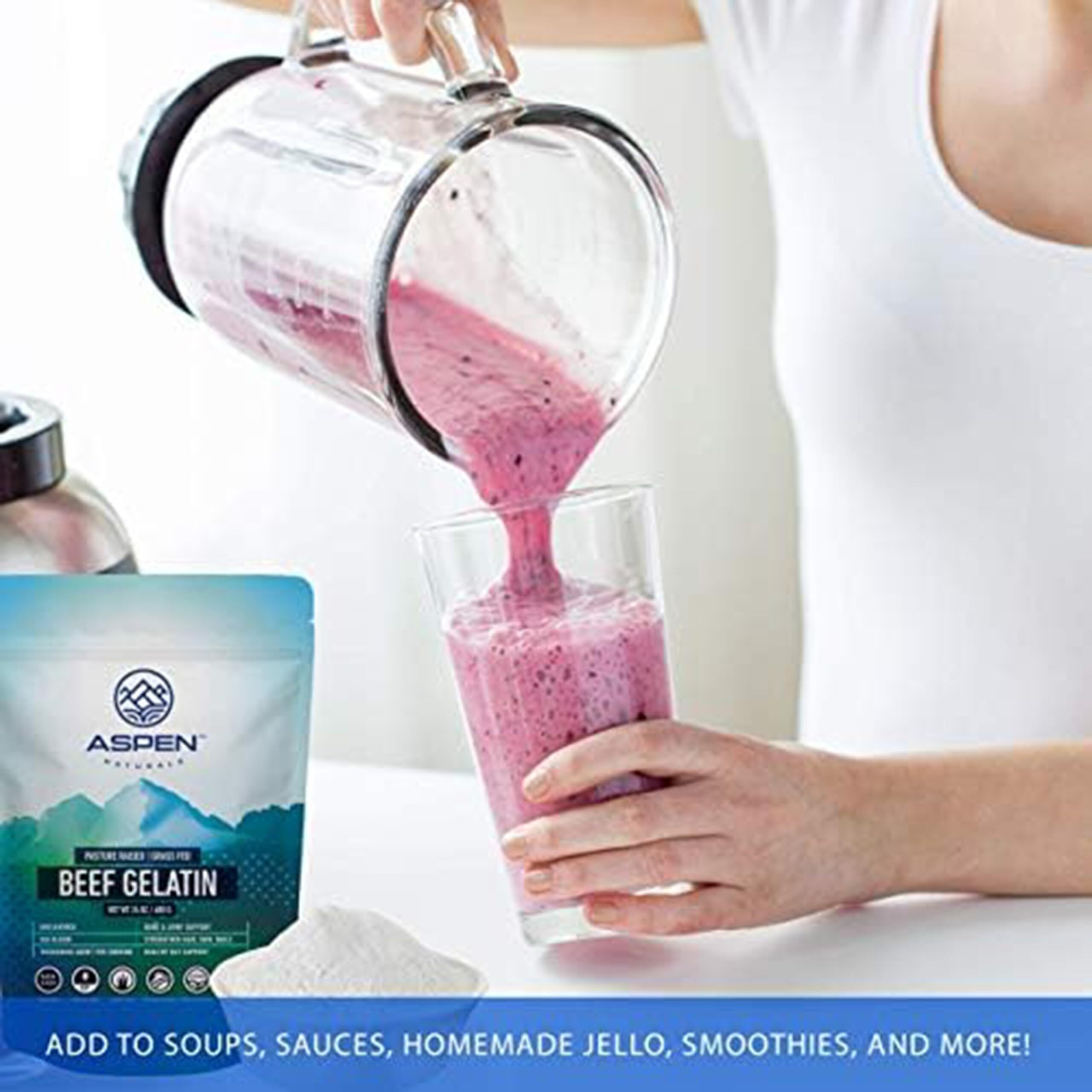 Aspen Naturals Grass Fed Beef Gelatin Powder. Pasture Raised, Grass-Fed Gelatin, Non-Gmo, Paleo Friendly (24 Oz). Unflavored Gelatin Powder. Easy To Mix Protein Supplement.