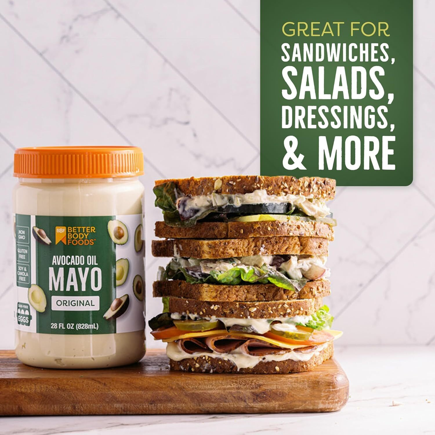 Betterbody Foods Avocado Oil Mayonnaise, Non-Gmo Mayo Spread Made With Cage-Free Eggs, Paleo (28 Ounces)