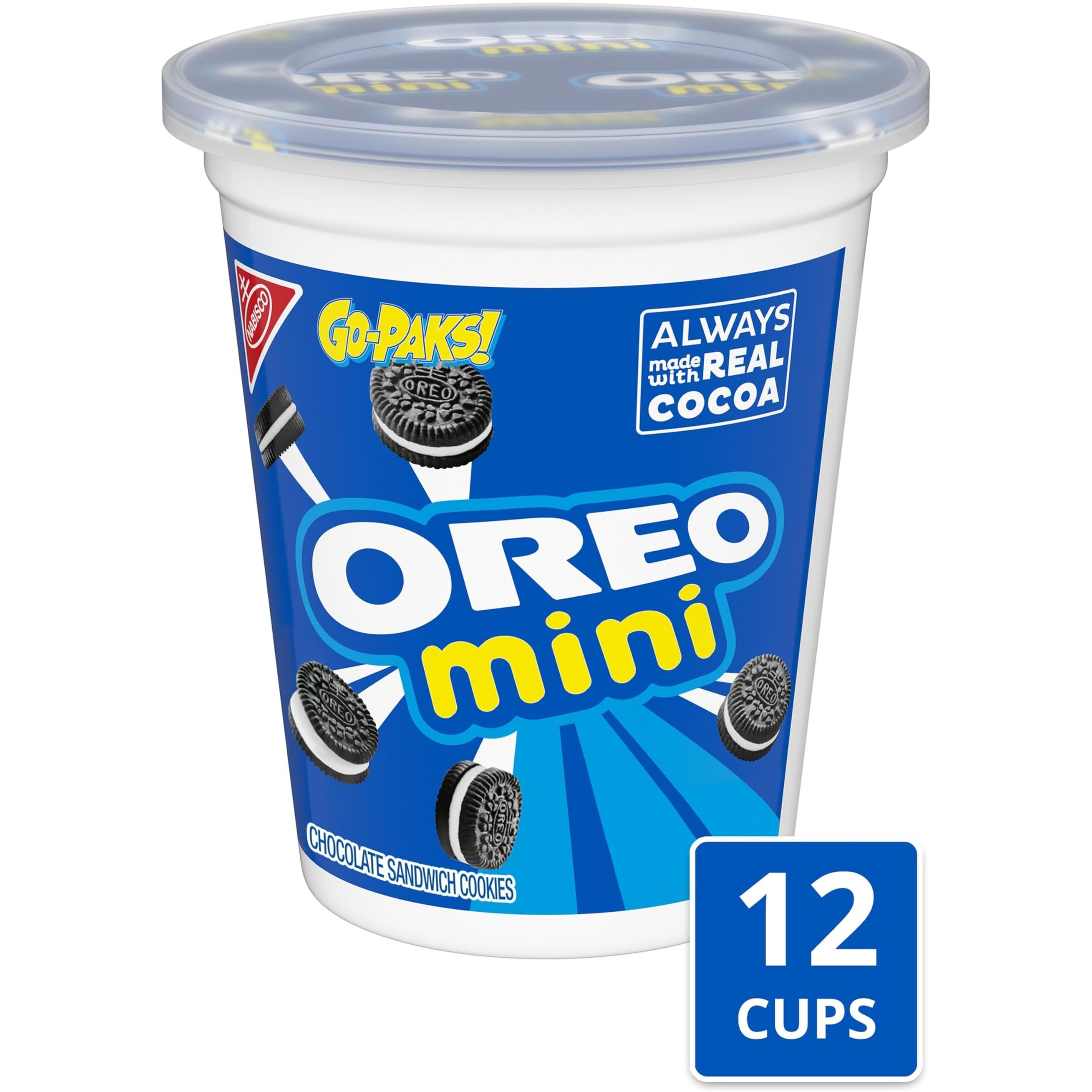 Oreo Mini Chocolate Sandwich Cookies, Go-Paks, 12 - 3.5 Oz Cups