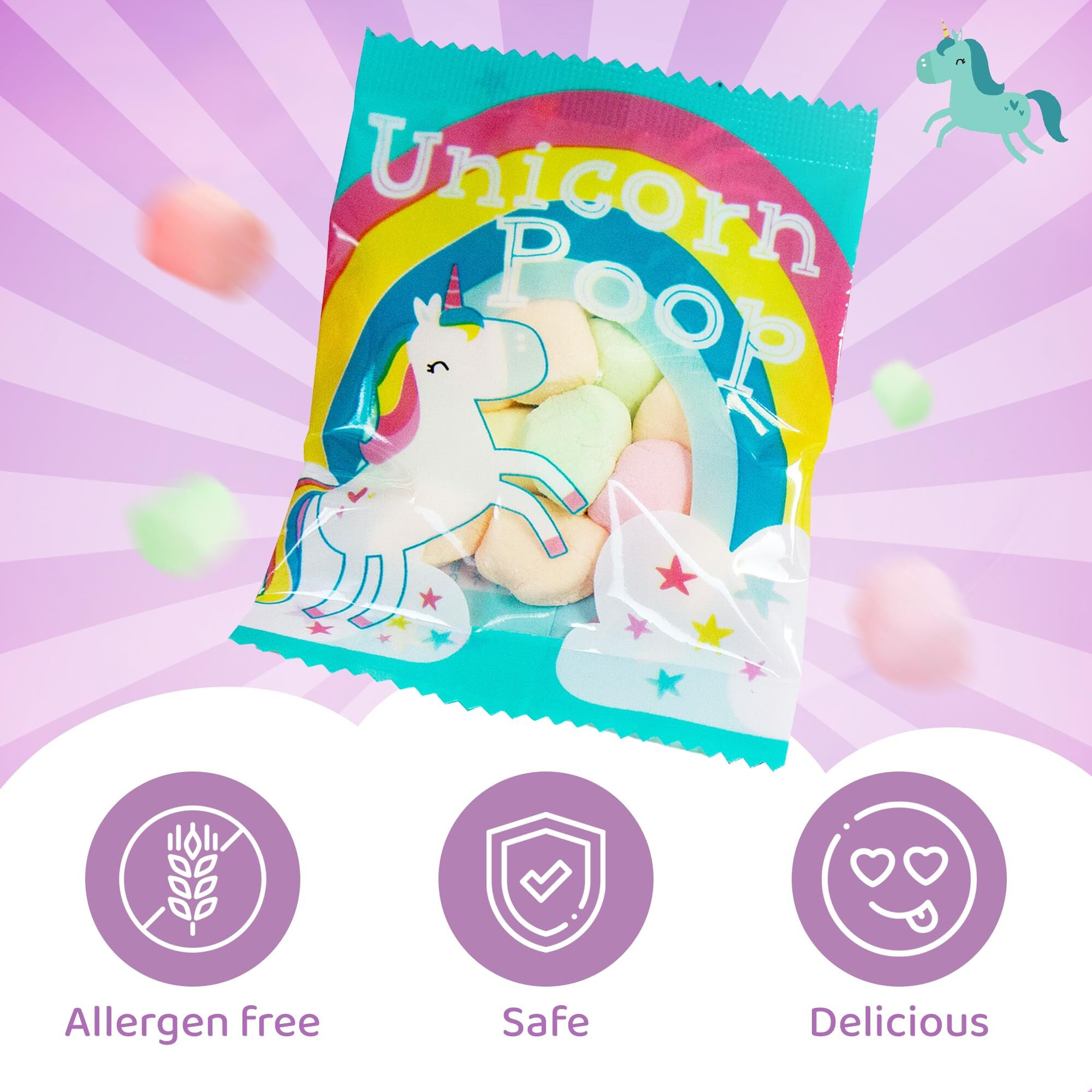 Unicorn Poop Candy - Made In The Usa - 24 Unicorn Party Supplies - Unicorn Birthday Party Favors For Kids - Bulk Candy Packs For Classroom