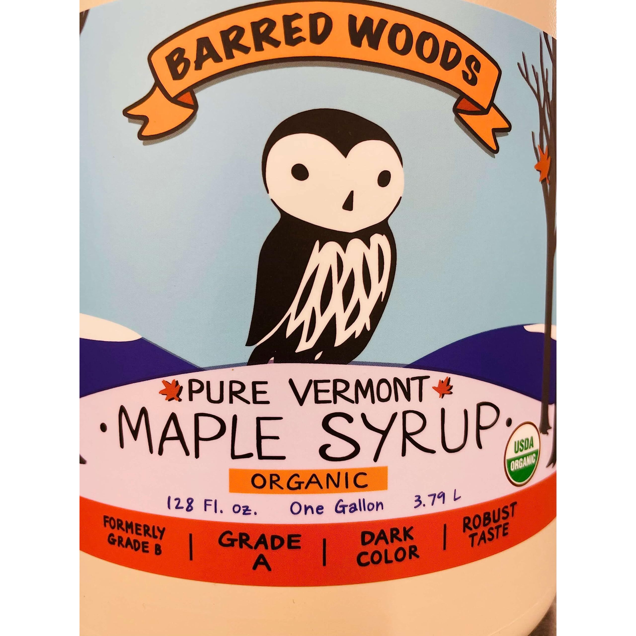 Organic Vermont Maple Syrup - Grade B - Now Called Grade A Dark Robust - 100% Pure And All-Natural - One Quart Jug - From Barred Woods Maple
