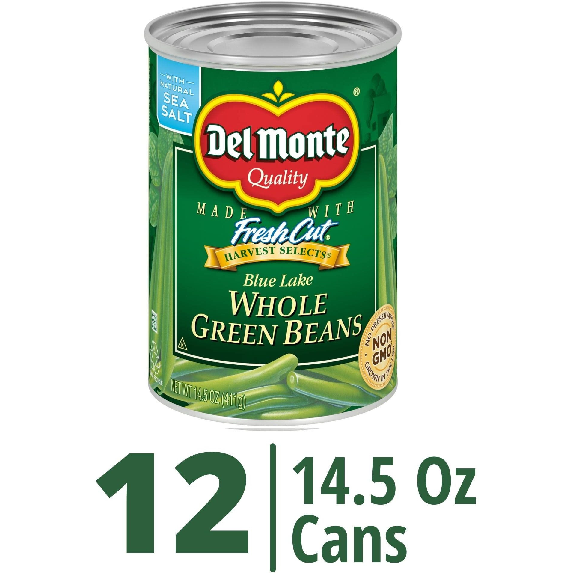 Del Monte Canned Whole Green Beans, 14.5 Ounce (Pack Of 12)