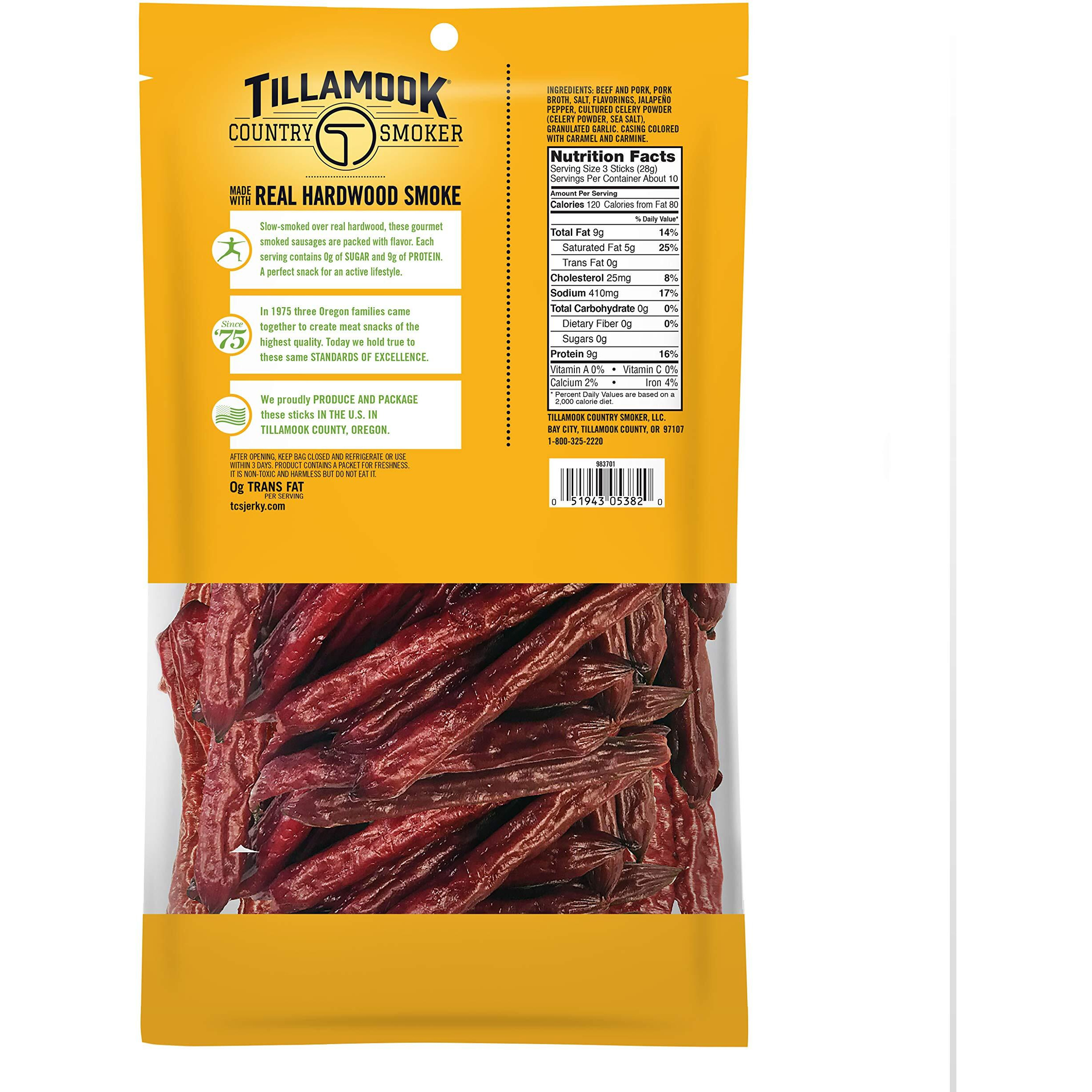 Tillamook Country Smoker Keto Friendly Zero Sugar Smoked Sausages, Spicy Jalapeo, 10 Ounce