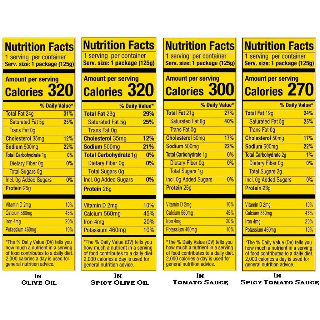 Nuri Portuguese Sardines Variety Pack | 4 Pack Bundle | One Of Each | Pure Olive Oil, Spiced Pure Olive Oil, Tomato And Olive Oil And Spiced Tomato And Olive Oil