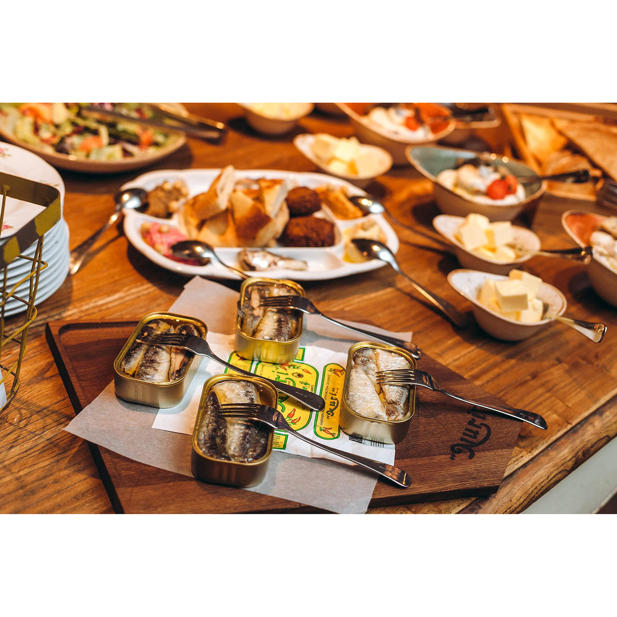 Nuri Portuguese Sardines Variety Pack | 4 Pack Bundle | One Of Each | Pure Olive Oil, Spiced Pure Olive Oil, Tomato And Olive Oil And Spiced Tomato And Olive Oil