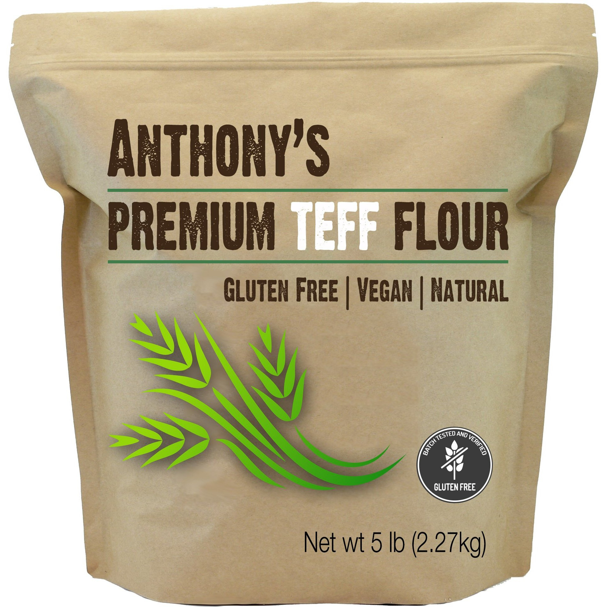 Anthony's Brown Teff Flour, 5 Lb, Batch Tested Gluten Free