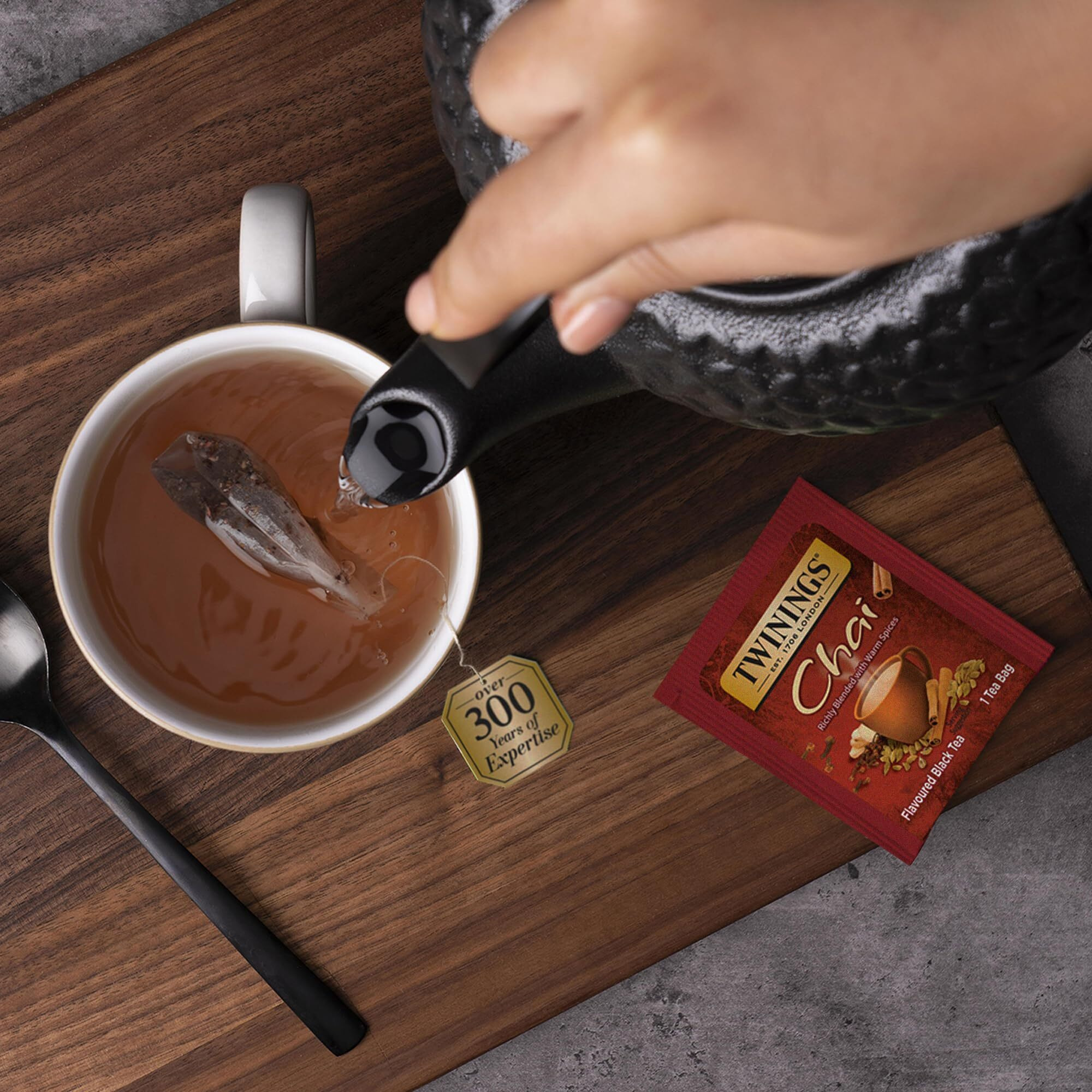 Twinings Chai Black Tea Individually Wrapped Bags, 100 Count (Pack Of 1), Richly Blended With Warm Spices, Caffeinated, Enjoy Hot Or Iced