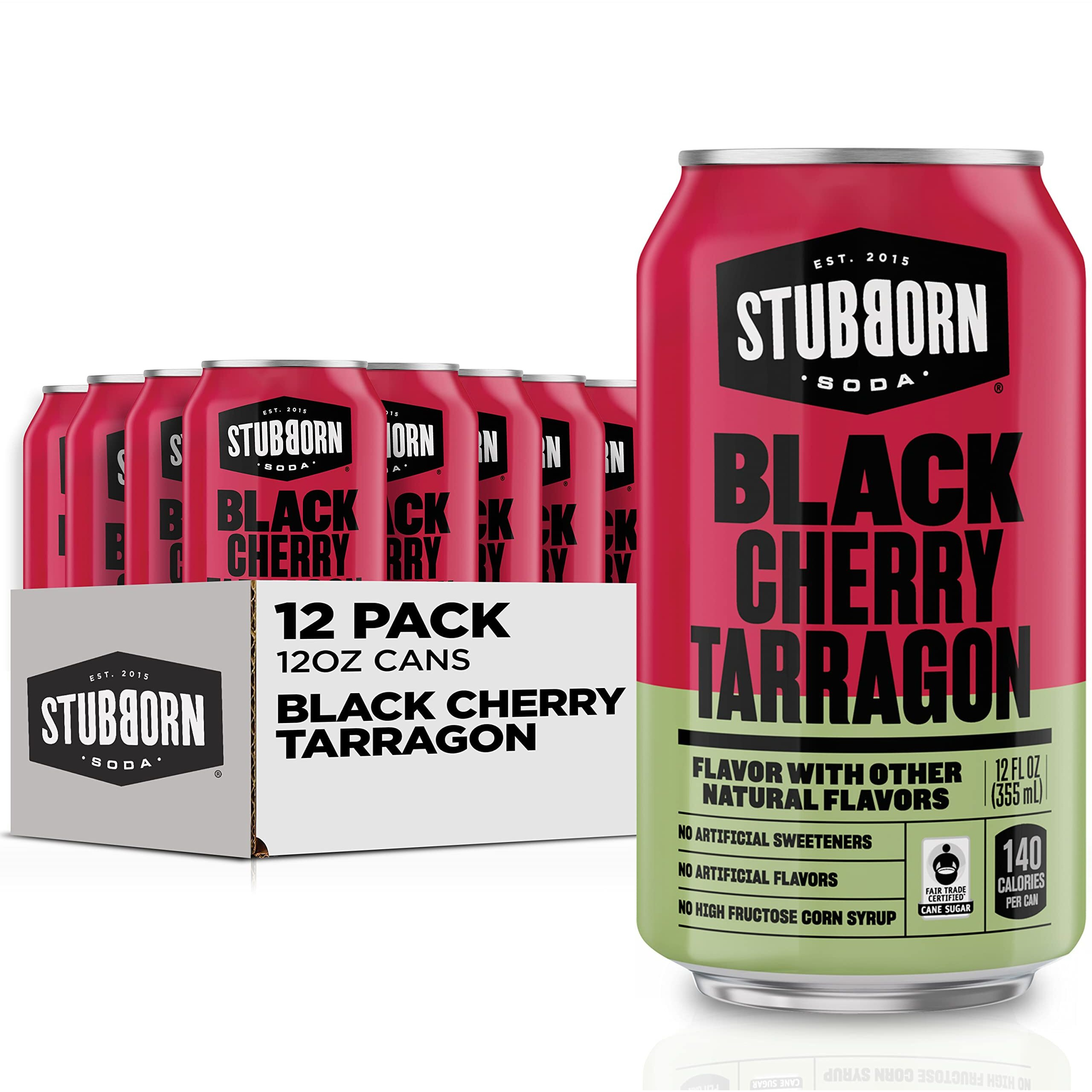 Stubborn Soda, Black Cherry Tarragon, 12Oz Cans (12 Pack)