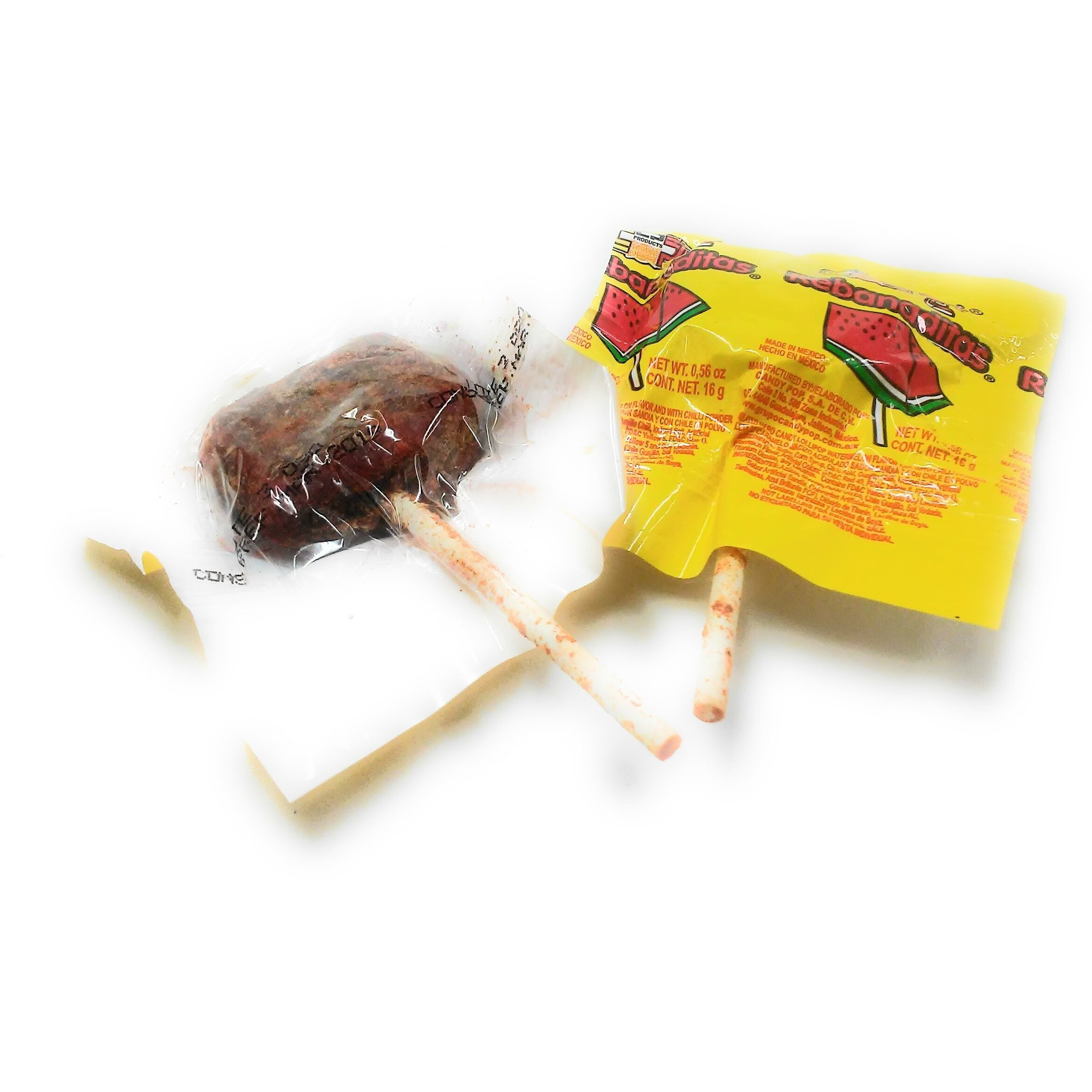 Vero Rebanaditas Paletas Sabor Sandia Hard Candy Chili Covered Lollipops 40 Pcs