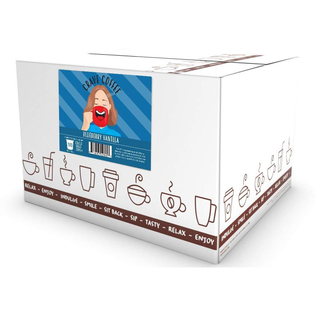Crave Beverages Flavored Coffee Pods Compatible With Keurig K-Cup Brewers, Blueberry Vanilla, 100 Count