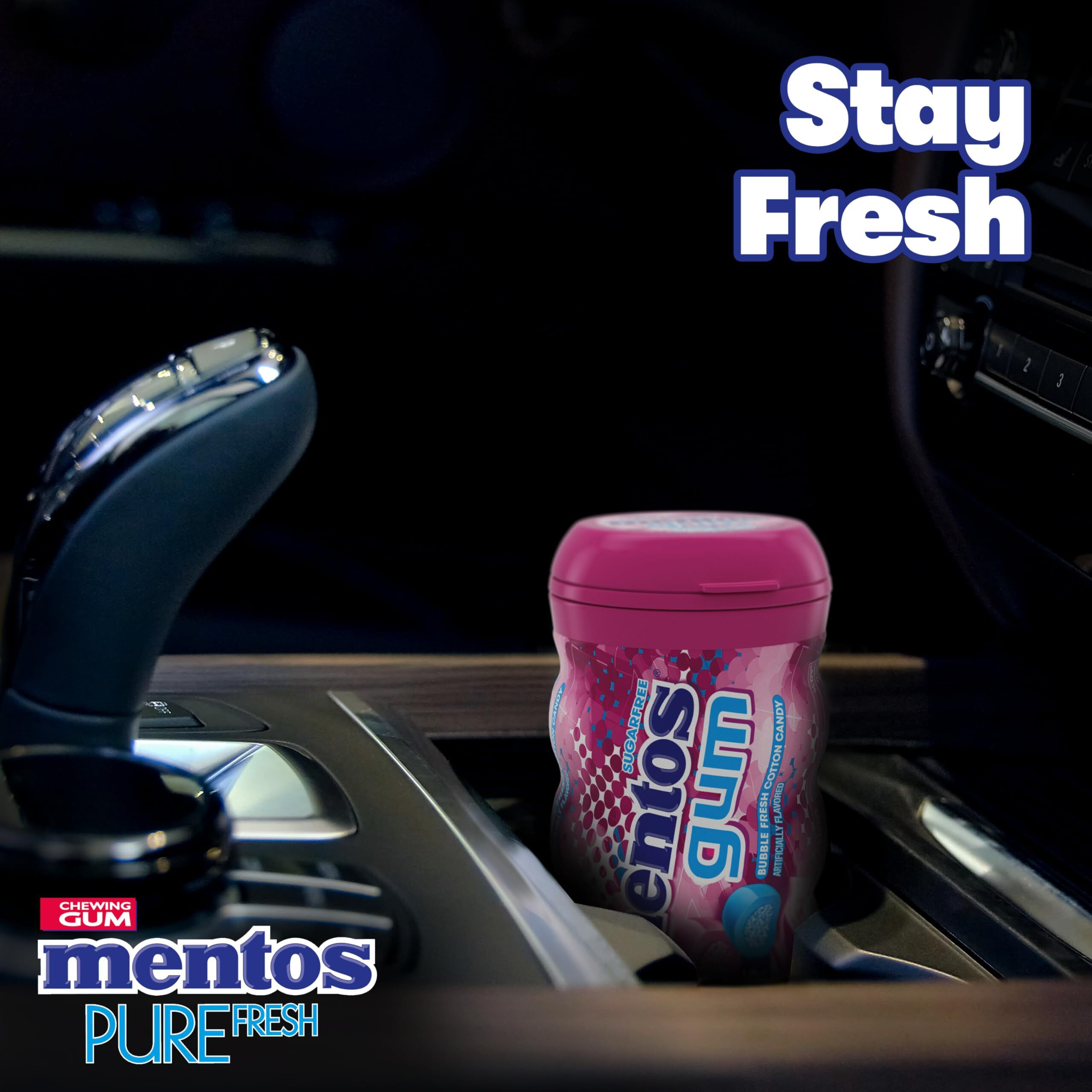 Mentos Pure Fresh Sugar-Free Chewing Gum With Xylitol, Bubble Fresh Flavor, Bubble Gum, 50 Piece Bottle (Bulk Pack Of 4)
