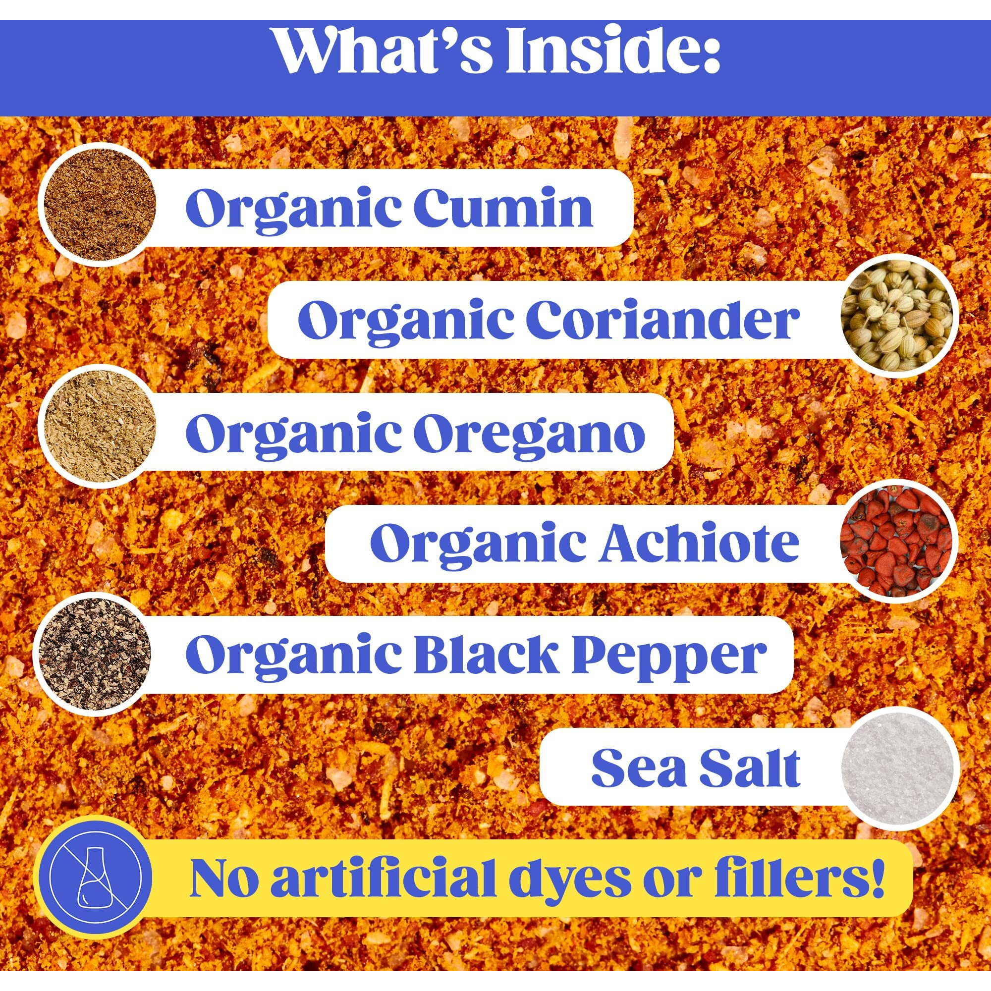 Loisa Saz  N Seasoning, Usda Organic, Non-Gmo, No-Msg, No Preservatives, No Artificial Coloring, No Artificial Flavors, 2.3Oz, Pack Of 1 (Sazon)