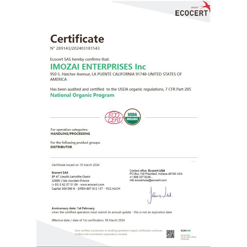 Imozai Organic White Tea Bags 100 Count Individually Wrapped