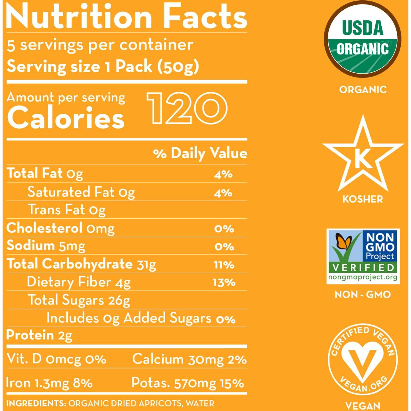 Sunny Fruit Soft Organic Turkish Dried Apricots - 6 Bags (30 Individual Portion Packs) | Healthy, Convenient Snack Packs | Organic, Non-Gmo, Vegan, Halal, Kosher, No Preservatives, No Sugar Added