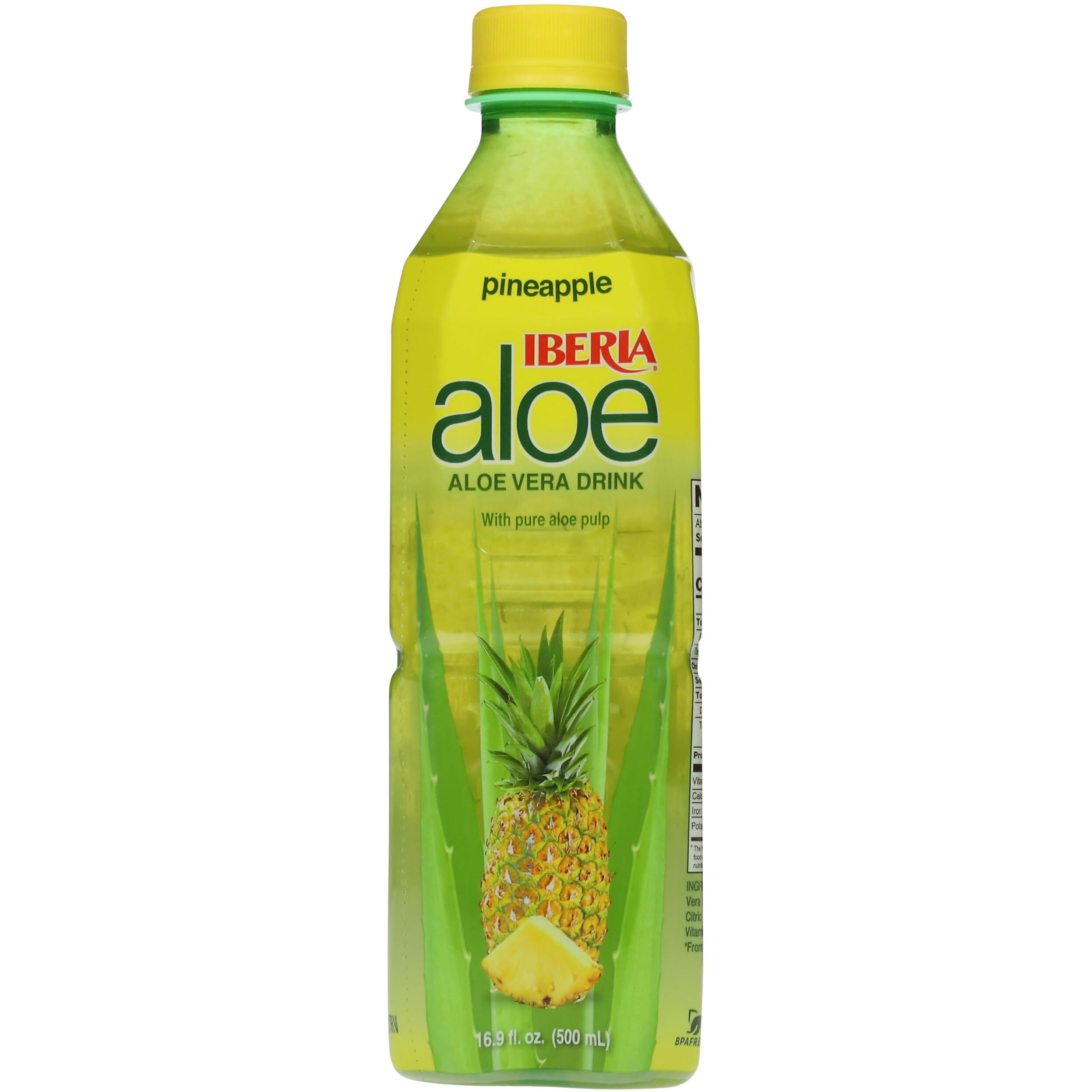 Iberia Aloe Vera Juice Drink With Pure Aloe Pulp, Pineapple, 16.9 Fl Oz (Pack Of 8)