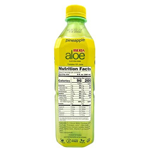 Iberia Aloe Vera Juice Drink With Pure Aloe Pulp, Pineapple, 16.9 Fl Oz (Pack Of 8)